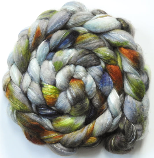 Lichenology (5.6 oz) - Batt in a Braid #5 - Merino/ Camel/ silk/ faux cashmere/ firestar (25/25/25/12/12)