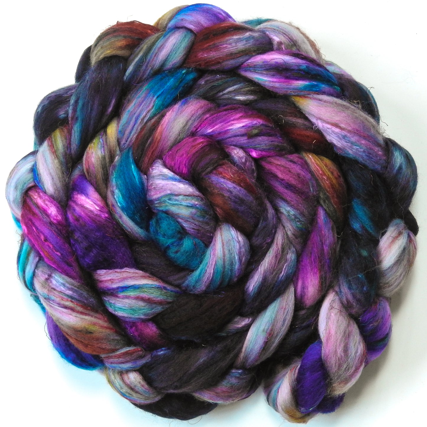 Retro (5.8 oz) - Batt in a Braid #39  - Falkland Merino/ Mulberry Silk / Sari Silk (50/25/25)