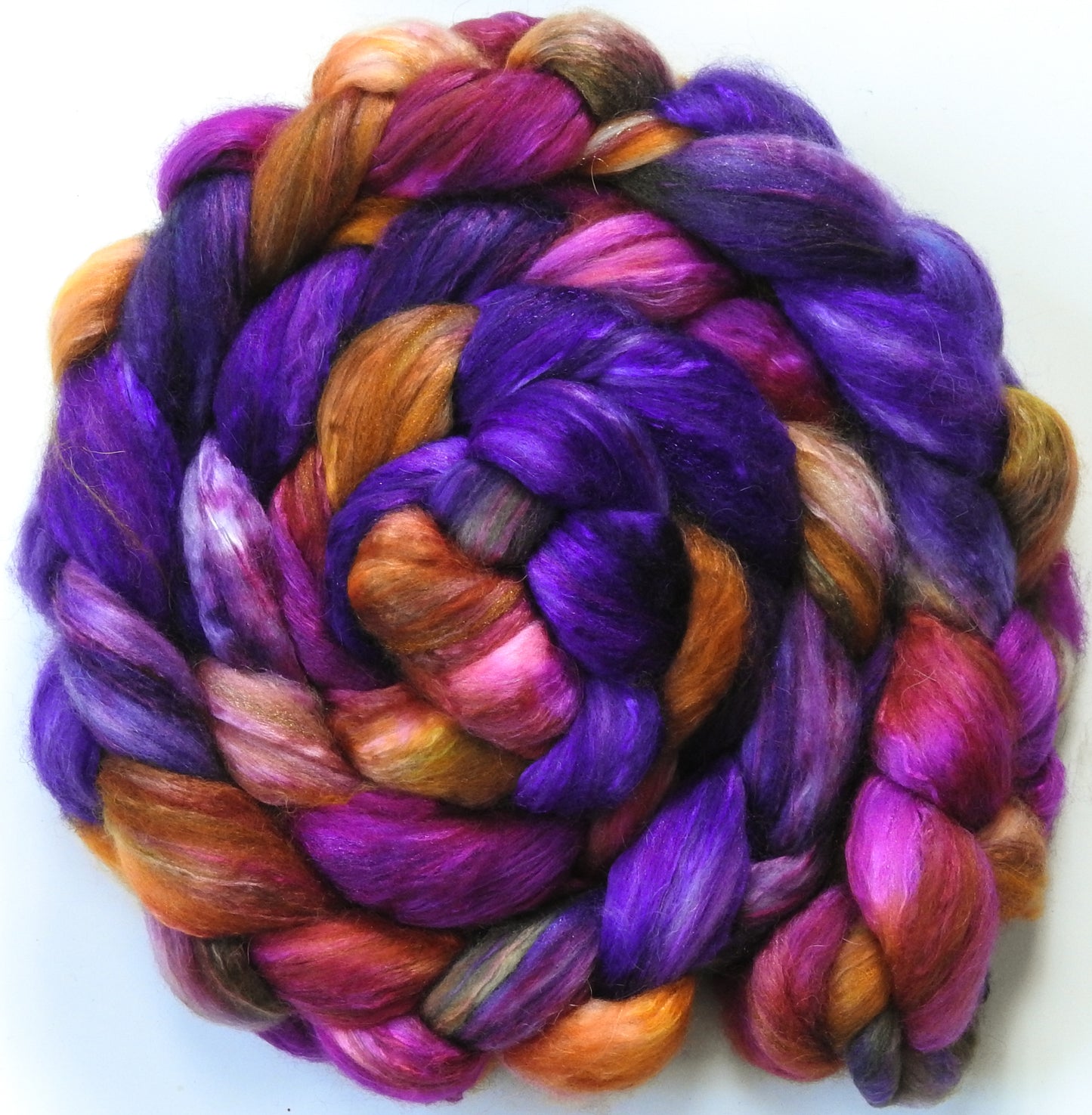 Esther (5.5 oz) - Batt in a Braid #5 - Merino/ Camel/ silk/ faux cashmere/ firestar (25/25/25/12/12)