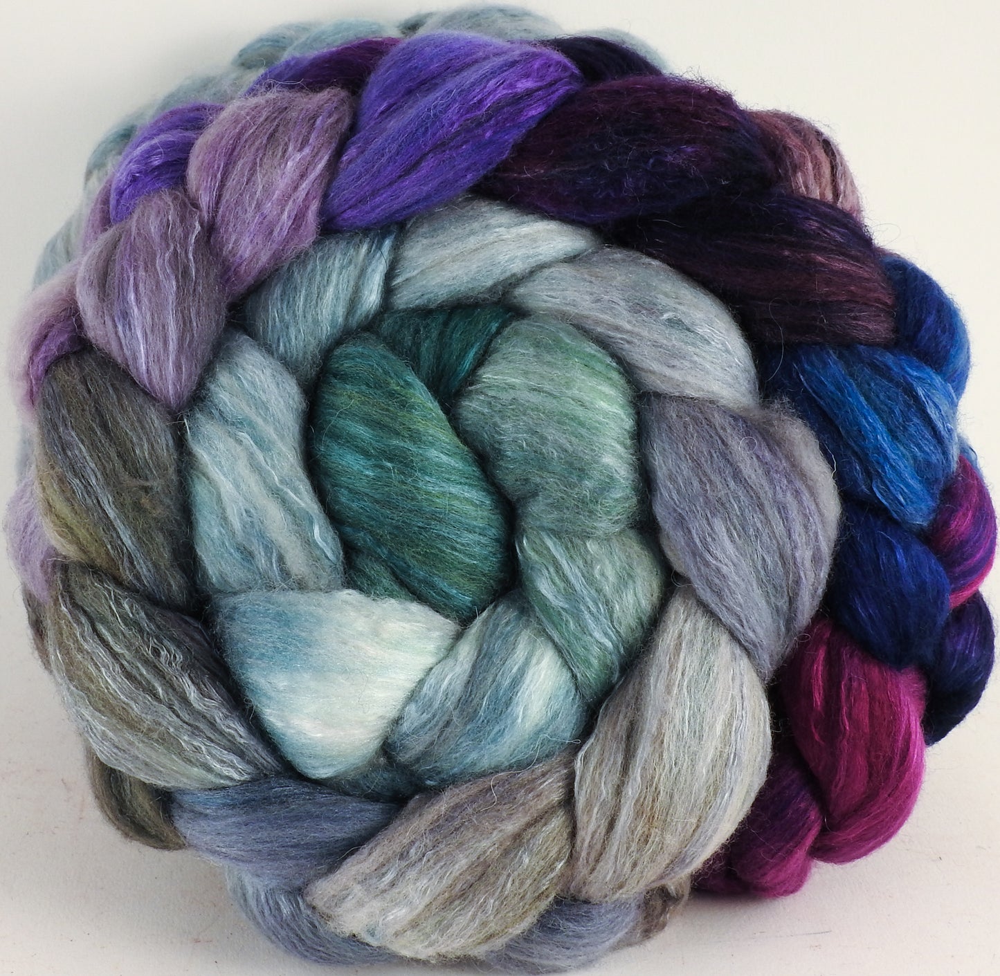 Batt in a Braid #5 - Earl Grey -(5.1 oz.) Merino/ Camel/ silk/ faux cashmere/ firestar (25/25/25/12/12) - Inglenook Fibers