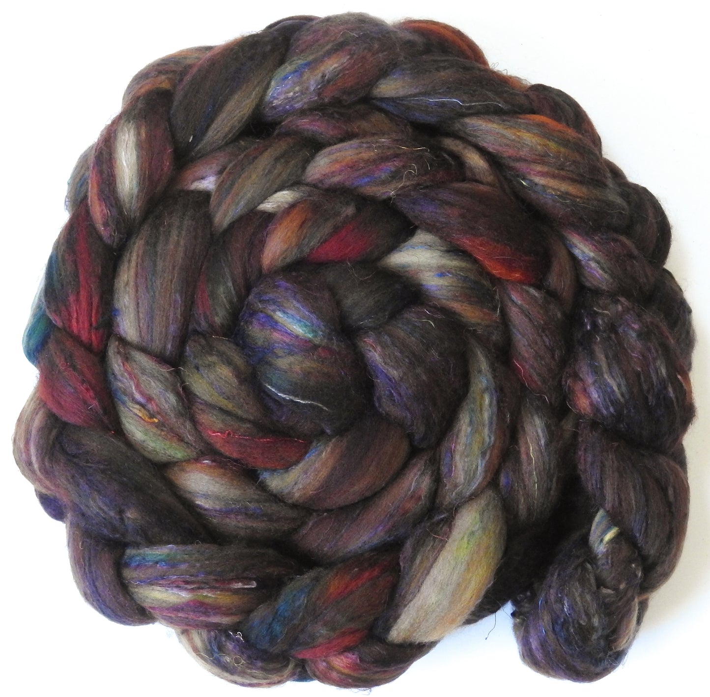 Pinecone (5.6 oz) - Batt in a Braid #39  - Falkland Merino/ Mulberry Silk / Sari Silk (50/25/25)