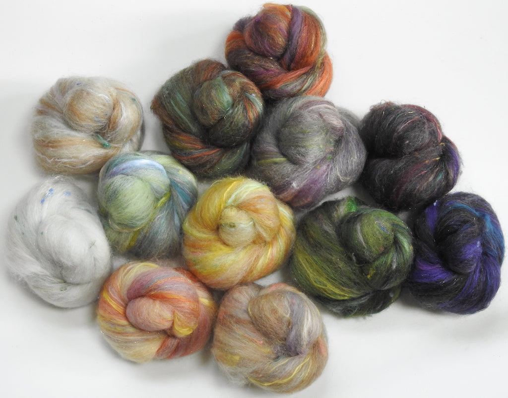 Sparkle Sticklebatts - Currier & Ives - 30% Corriedale X fleece; merino, polwarth, silk, bamboo, silk noil, angelina