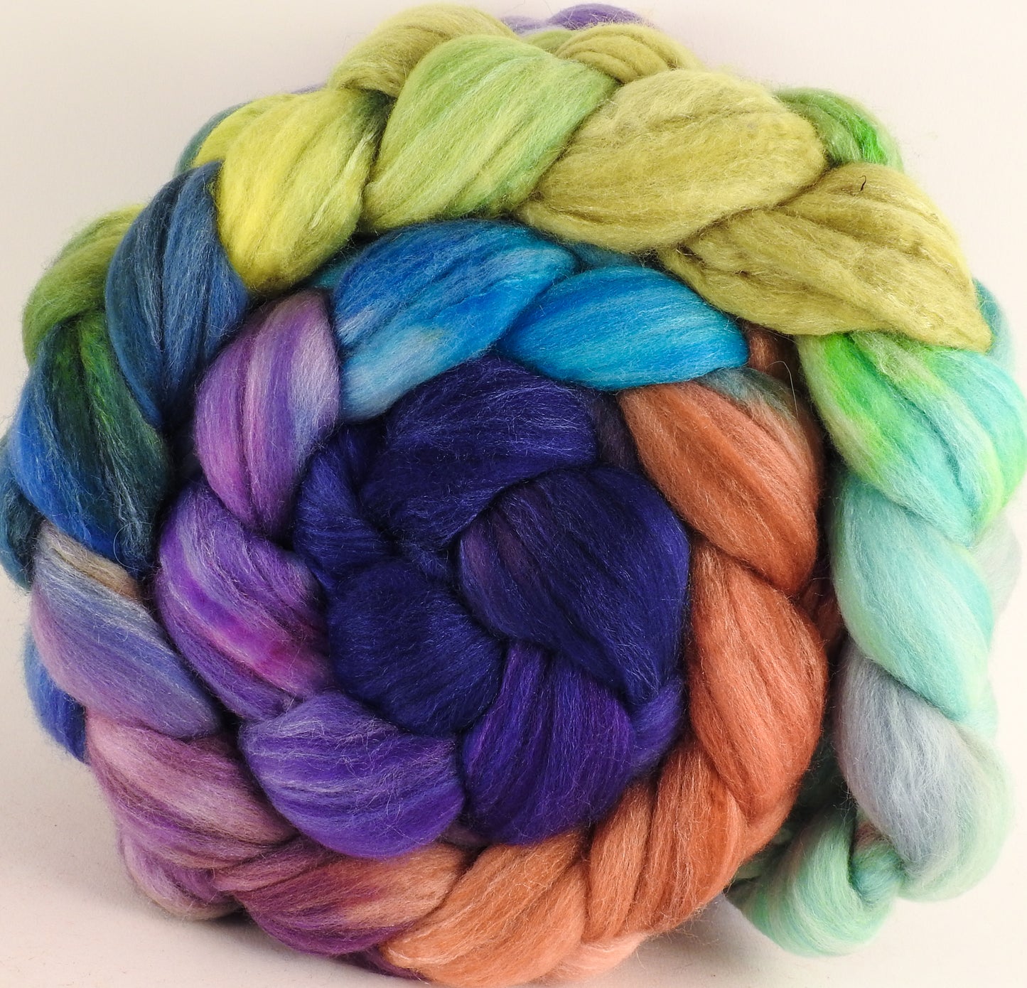 Batt in a Braid #35 - Sea Blooms (5.1 oz.) - Sw Merino (18.5 mic) /Merino (18.5 mic) / Tussah Silk (40/40/20) - Inglenook Fibers
