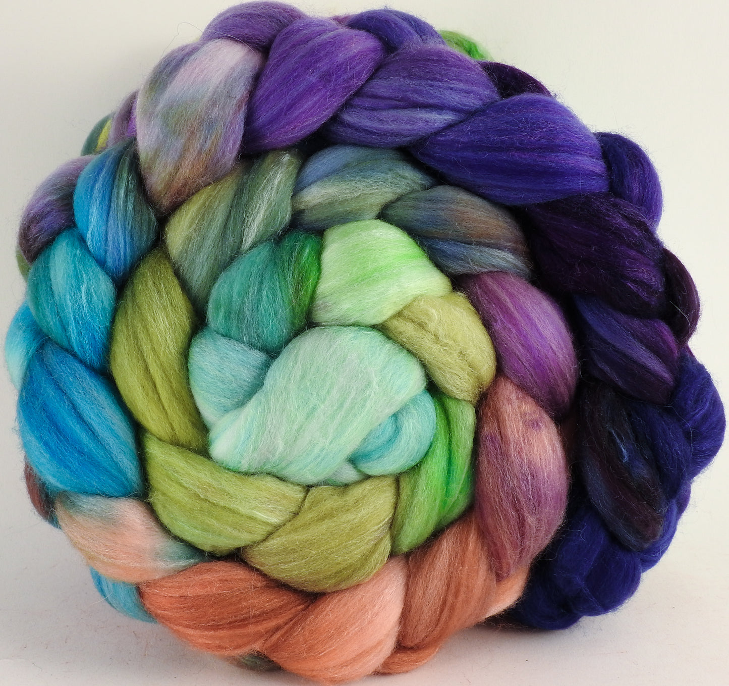 Batt in a Braid #35 - Sea Blooms (5.1 oz.) - Sw Merino (18.5 mic) /Merino (18.5 mic) / Tussah Silk (40/40/20) - Inglenook Fibers