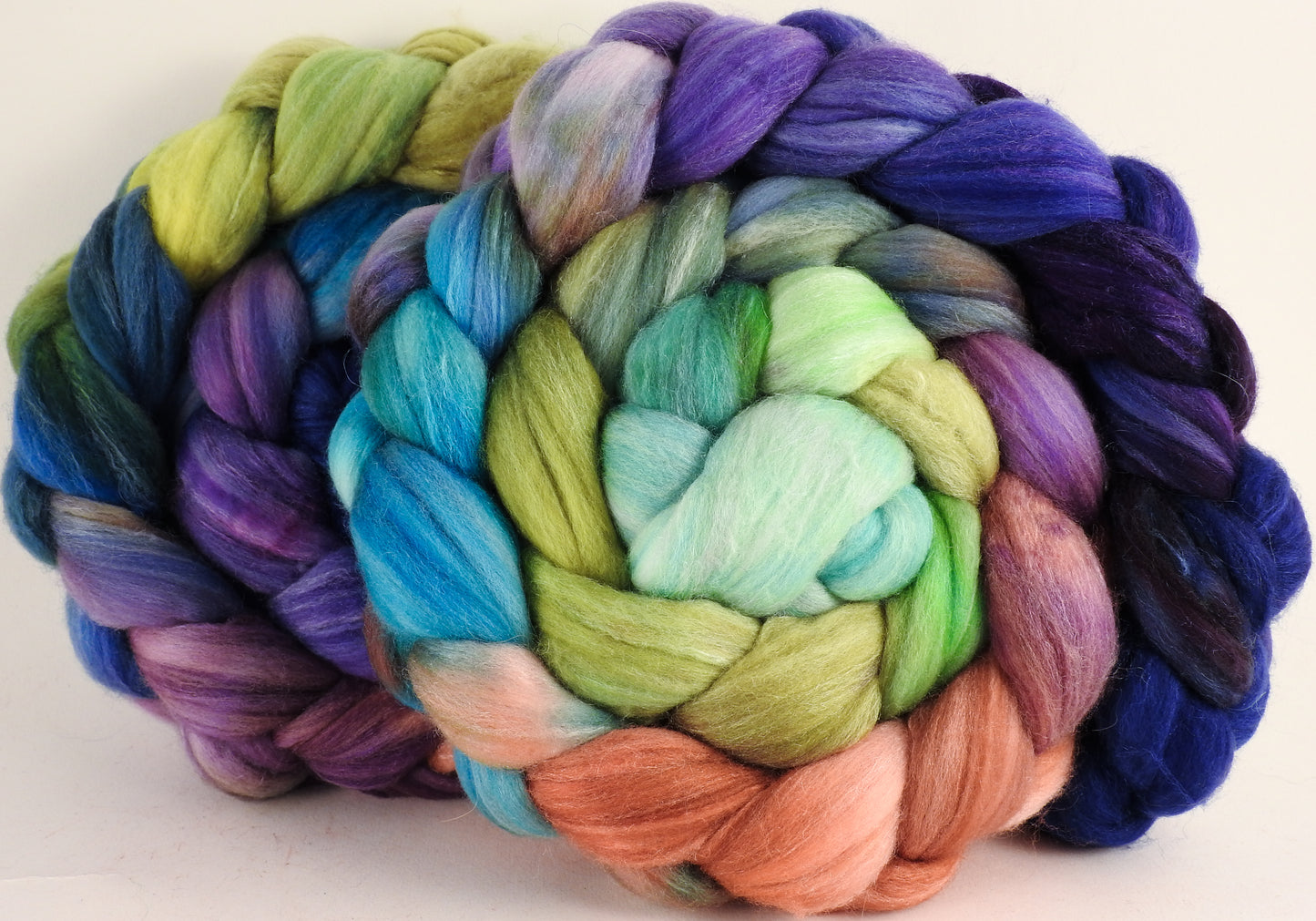 Batt in a Braid #35 - Sea Blooms (5.1 oz.) - Sw Merino (18.5 mic) /Merino (18.5 mic) / Tussah Silk (40/40/20) - Inglenook Fibers
