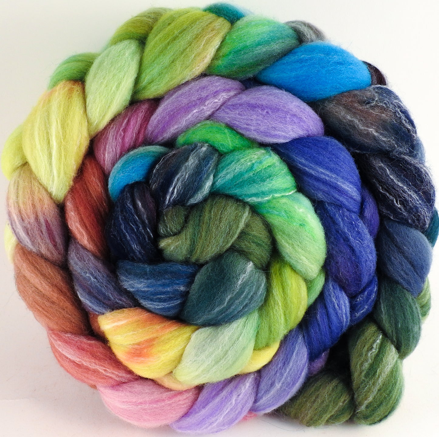 Hand dyed top for spinning - Hawaiian Shirt - (5.6 oz.) Targhee/silk/ bamboo ( 80/10/10) - Inglenook Fibers