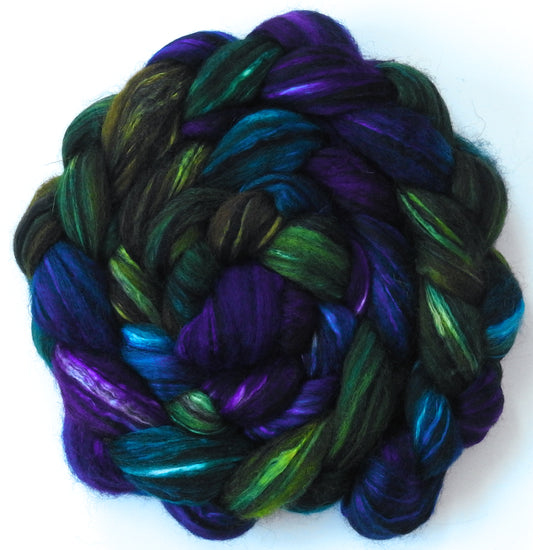 Dragonfly (5.3 oz) - Batt in a Braid #55- Shetland/ Mulberry Silk/ Black Bamboo (50/25/25)
