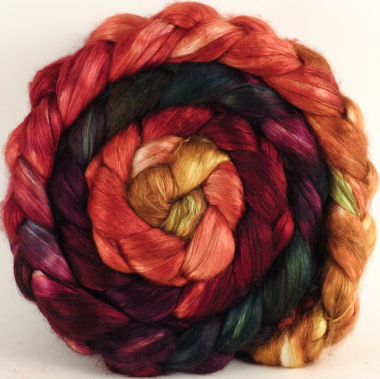 Baby camel/ tussah silk top (50/50) - Cherry Medley - Inglenook Fibers