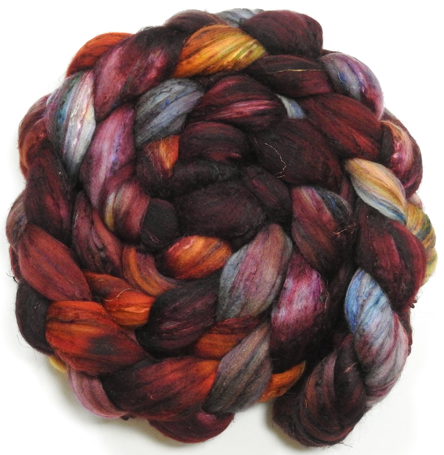 Drummer Boy (5.7 oz) - Batt in a Braid #39  - Falkland Merino/ Mulberry Silk / Sari Silk (50/25/25)