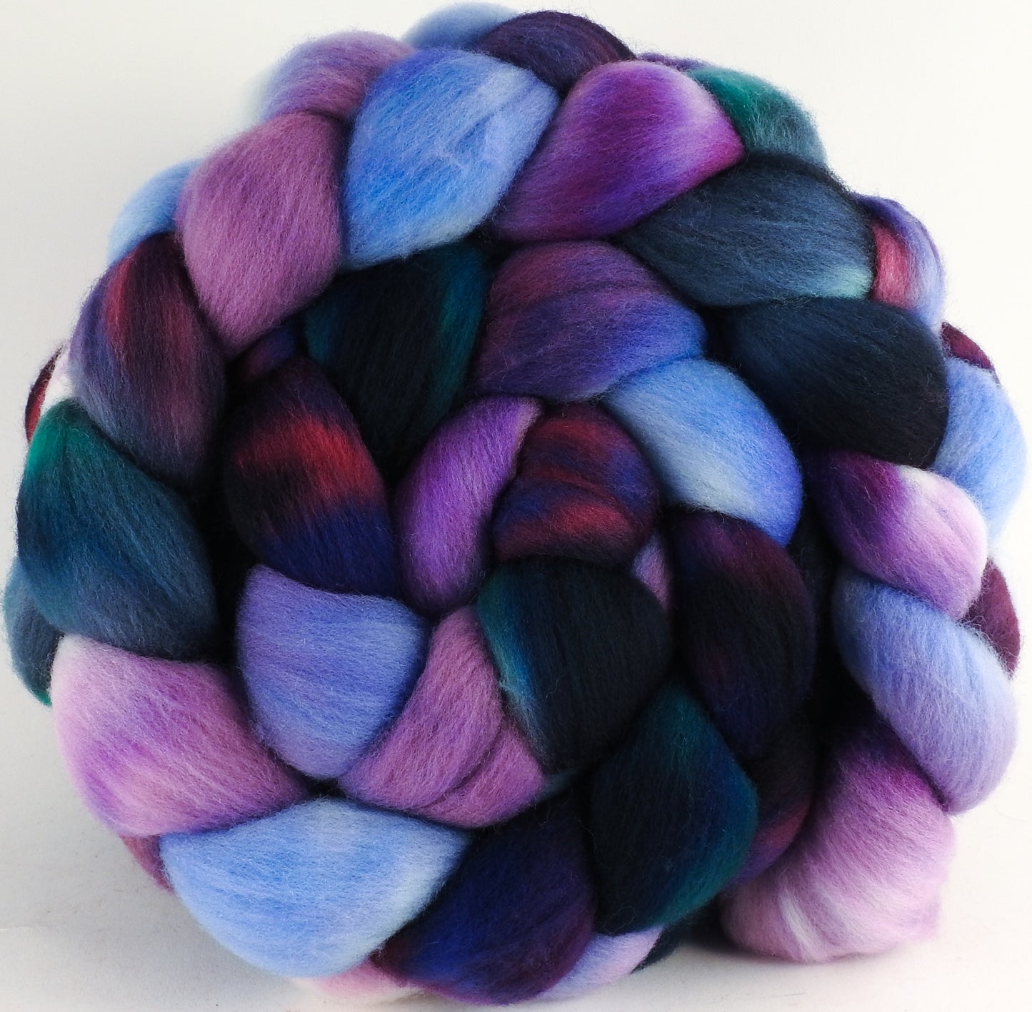 Hand dyed top for spinning - Hyacinths - (5.3 oz.) Organic Polwarth - Inglenook Fibers