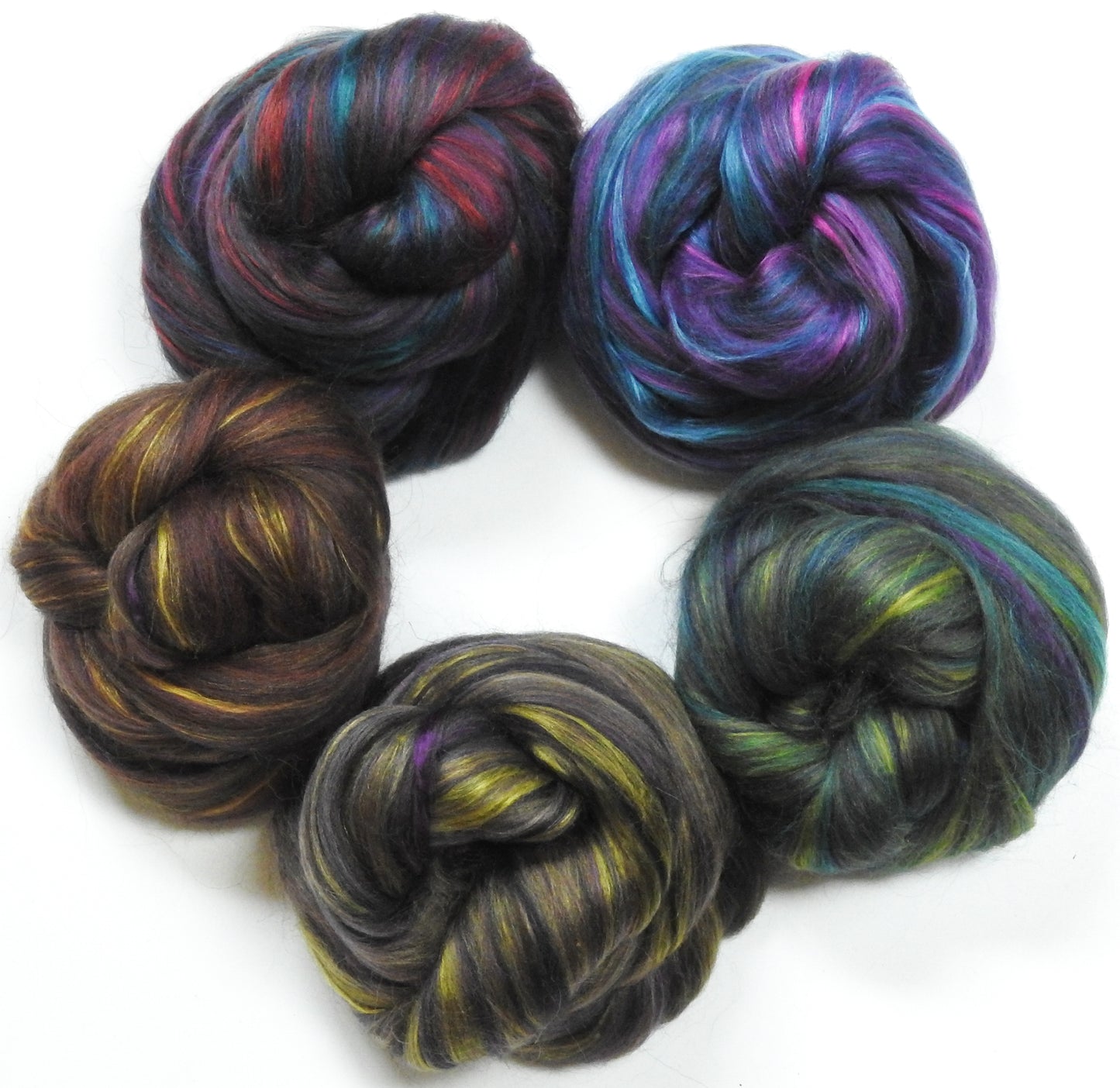 Bibliophile Blends Set (1 oz each)- 5 oz. - Merino/ Mulberry Silk/ Black Baby Alpaca  (60/25/15)