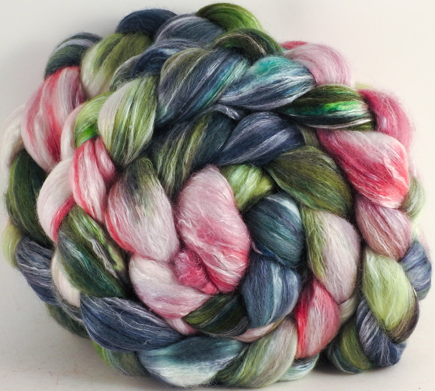 Batt in a Braid #45 - Lotus - Corriedale/Mulberry Silk/Rose Fiber (60/20/20) - Inglenook Fibers