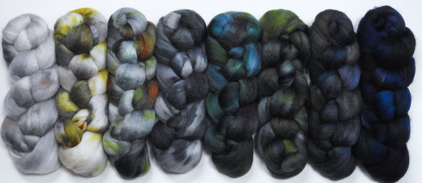 Windchill -Gradient Braid Set - (10.7 oz.) Batt in a Braid #56- Superfine Merino/Tussah Silk/ Cashmere (60/25/15)