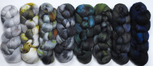 Windchill -Gradient Braid Set - (10.7 oz.) Batt in a Braid #56- Superfine Merino/Tussah Silk/ Cashmere (60/25/15)