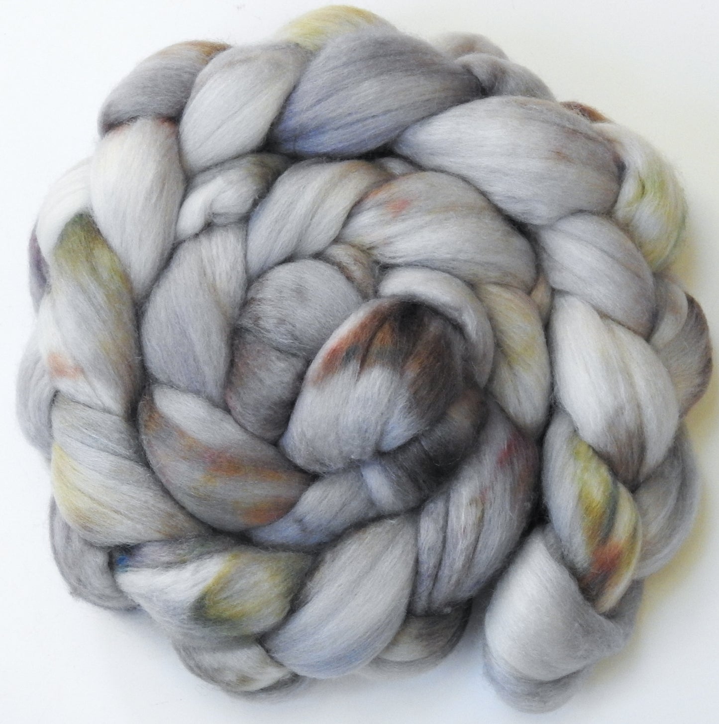 Pearly Gates (5.2 oz) Batt in a Braid #56- Superfine Merino/Tussah Silk/ Cashmere (60/25/15)