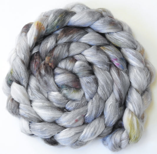 Pearly Gates (5.7 oz)- Batt in a Braid #3 - Polwarth/ Tussah Silk/ Flax (40/40/20)