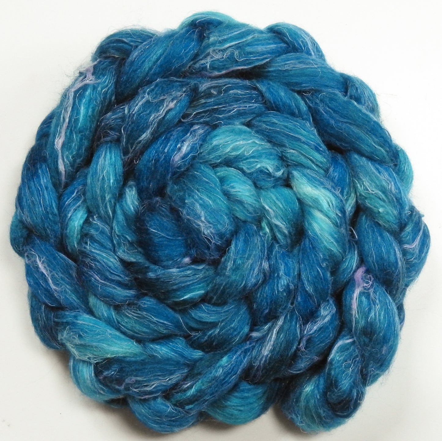 Mariner (5.6 oz)- Batt in a Braid #3 - Polwarth/ Tussah Silk/ Flax (40/40/20)