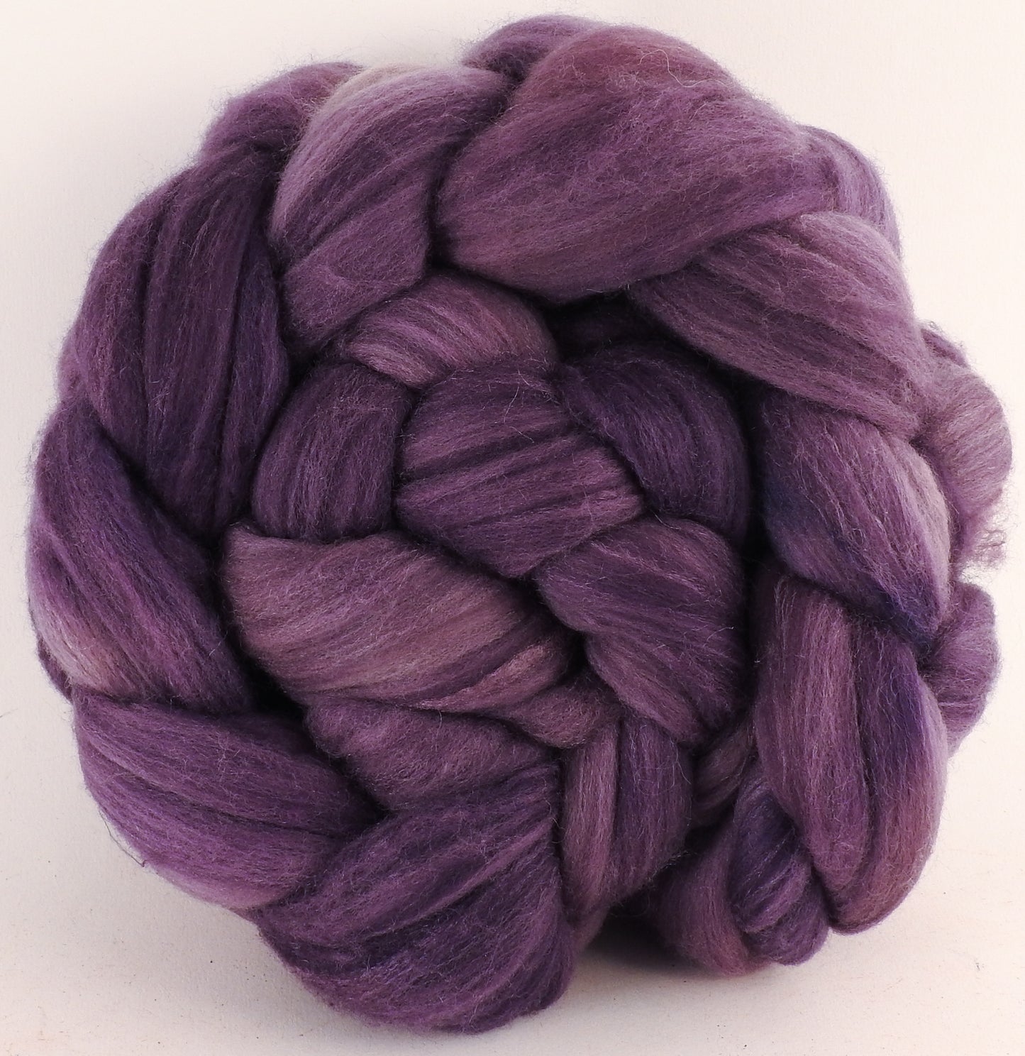 Batt in a Braid #35 - Logwood (4.7 oz.) - Sw Merino (18.5 mic) /Merino (18.5 mic) / Tussah Silk (40/40/20) - Inglenook Fibers