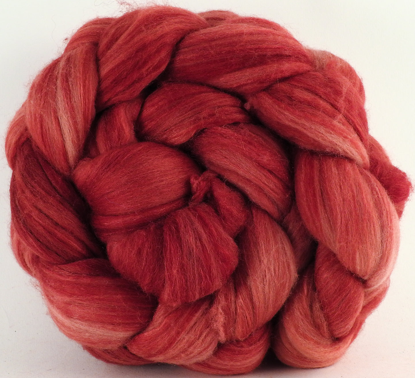 Batt in a Braid #35 - Brazilwood (4.8 oz.) - Sw Merino (18.5 mic) /Merino (18.5 mic) / Tussah Silk (40/40/20) - Inglenook Fibers