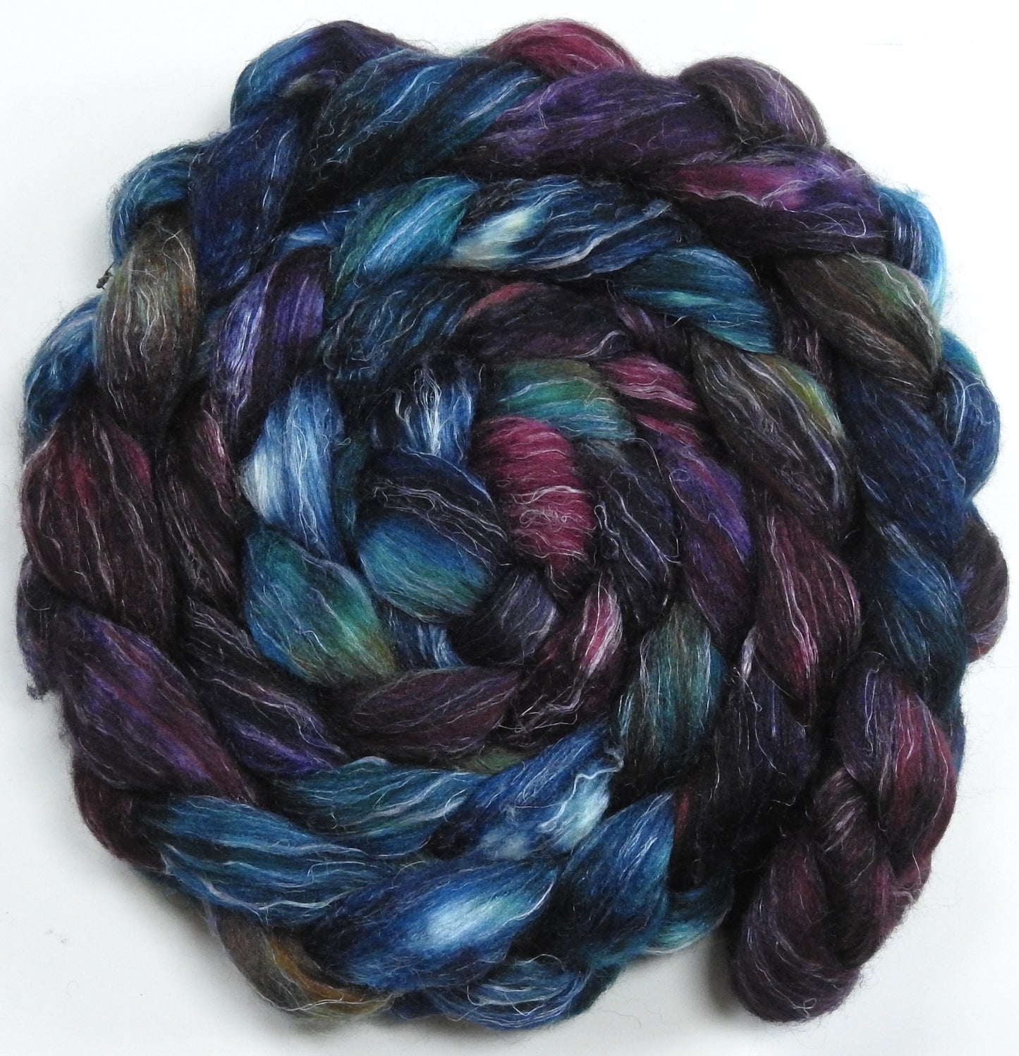 Cloak & Dagger - Batt in a Braid #3 - Polwarth/ Tussah Silk/ Flax (40/40/20)