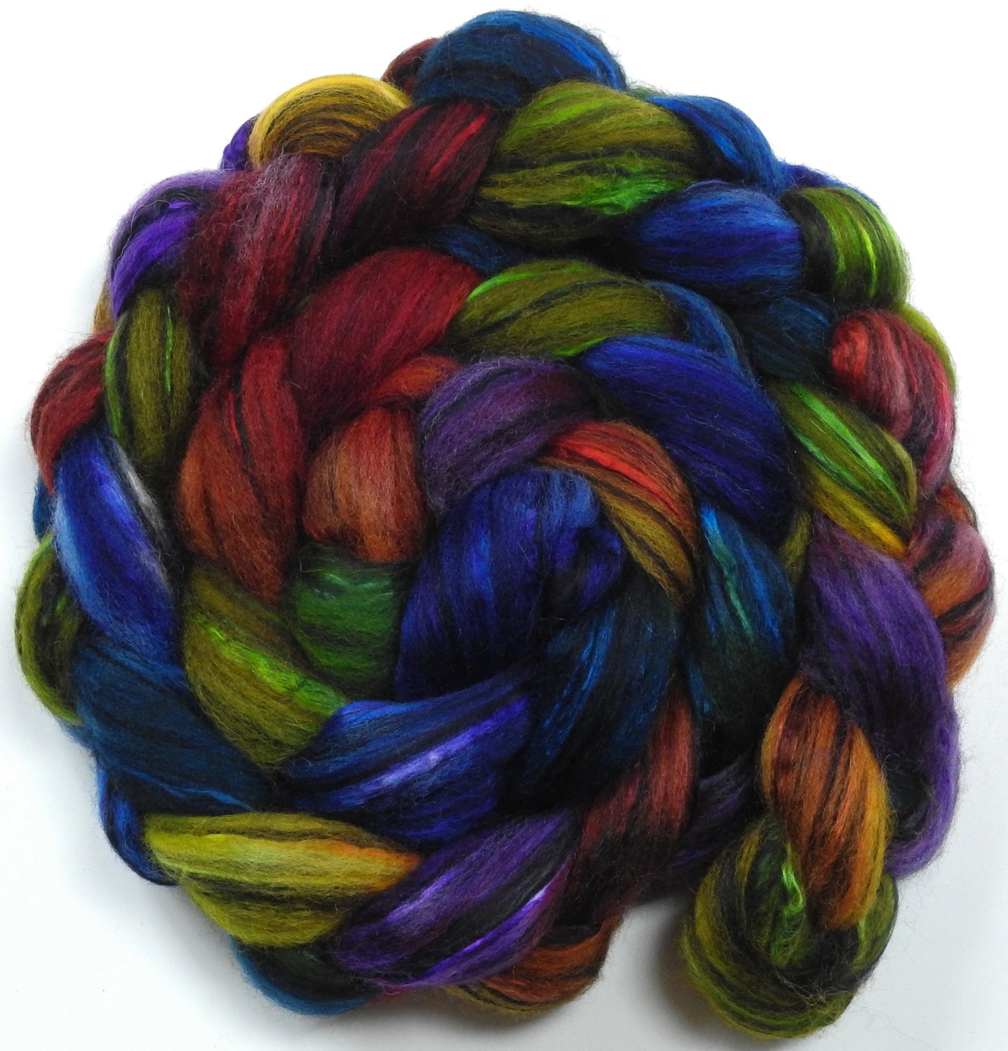 Promise (5.3 oz) - Batt in a Braid #55- Shetland/ Mulberry Silk/ Black Bamboo (50/25/25)