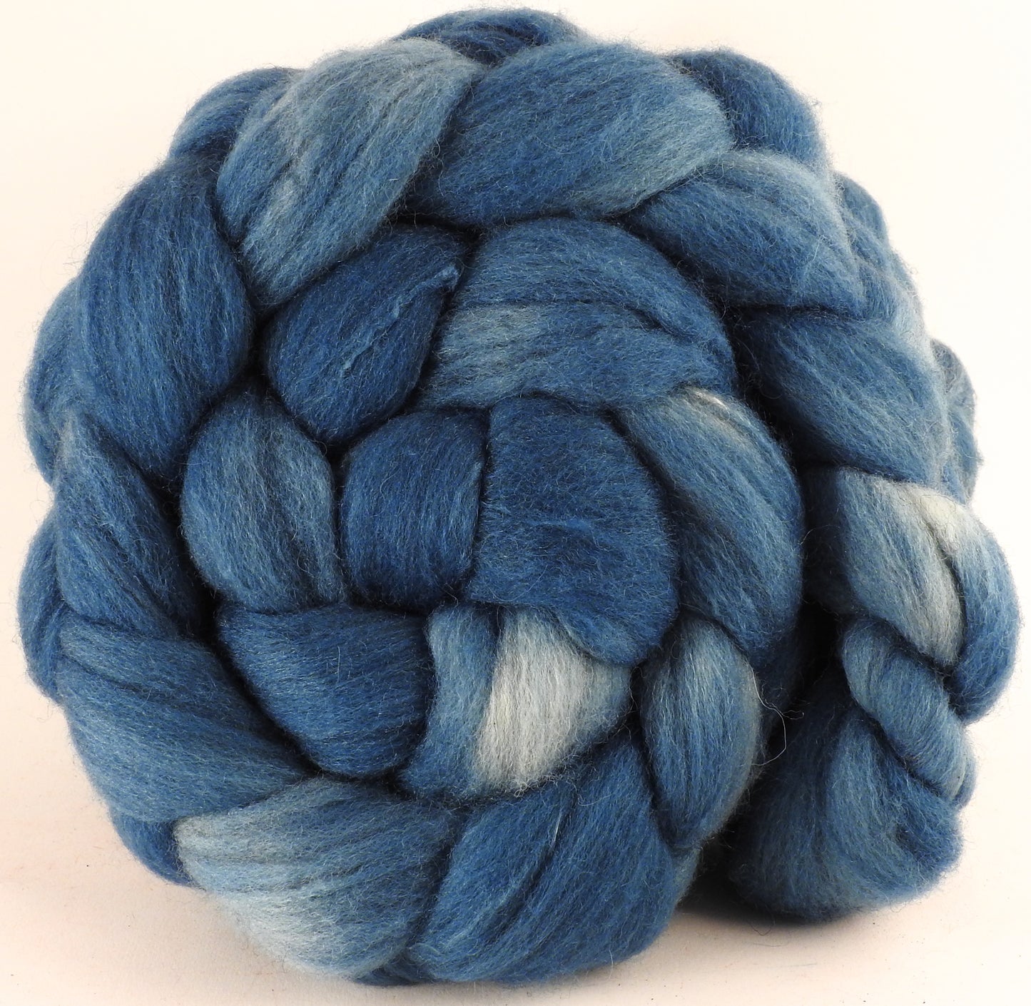 Batt in a Braid #27 - Indigo - Lt. Grey Shetland/ Falkland Merino / tussah silk (50/25/25) - Inglenook Fibers