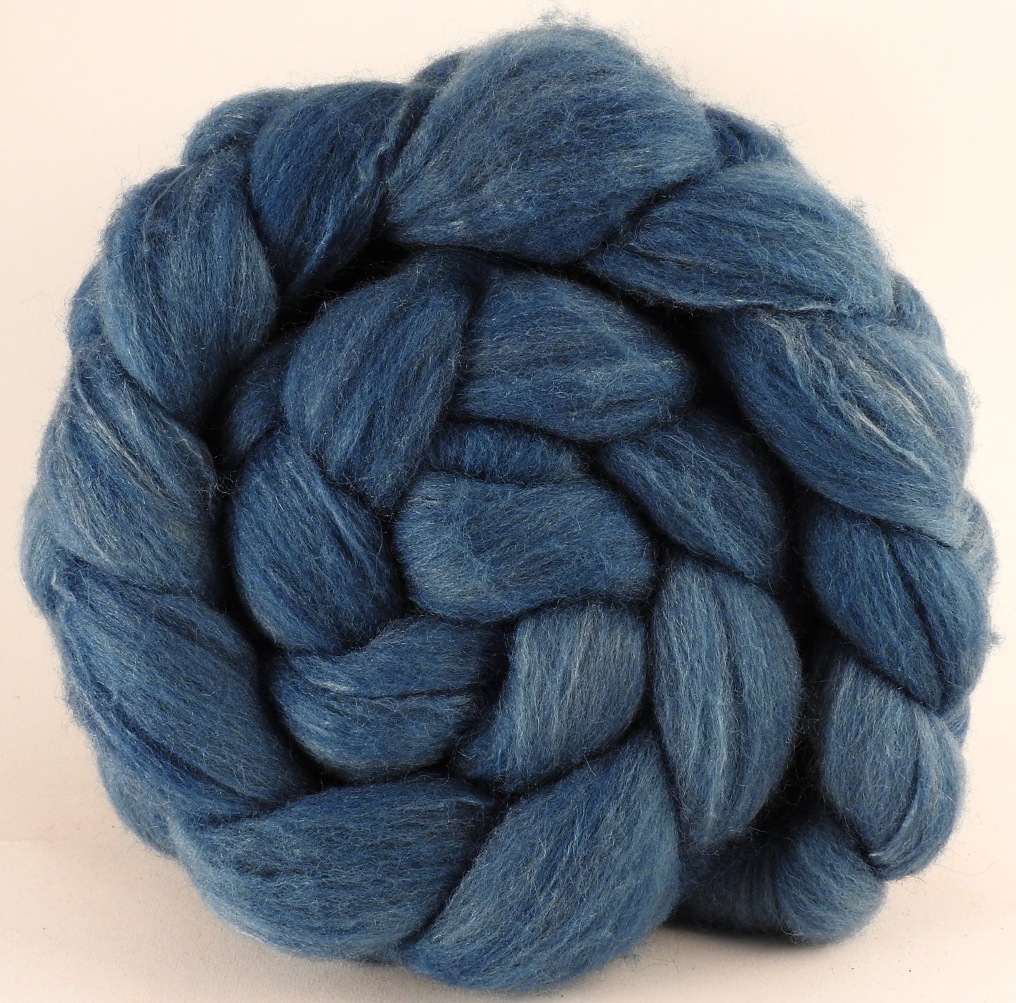 Batt in a Braid #27 - Indigo - Lt. Grey Shetland/ Falkland Merino / tussah silk (50/25/25) - Inglenook Fibers