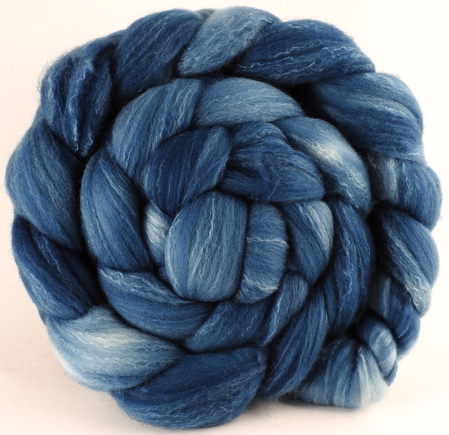 Hand dyed top for spinning - Indigo - Organic Polwarth / Tussah silk (80/20) - Inglenook Fibers