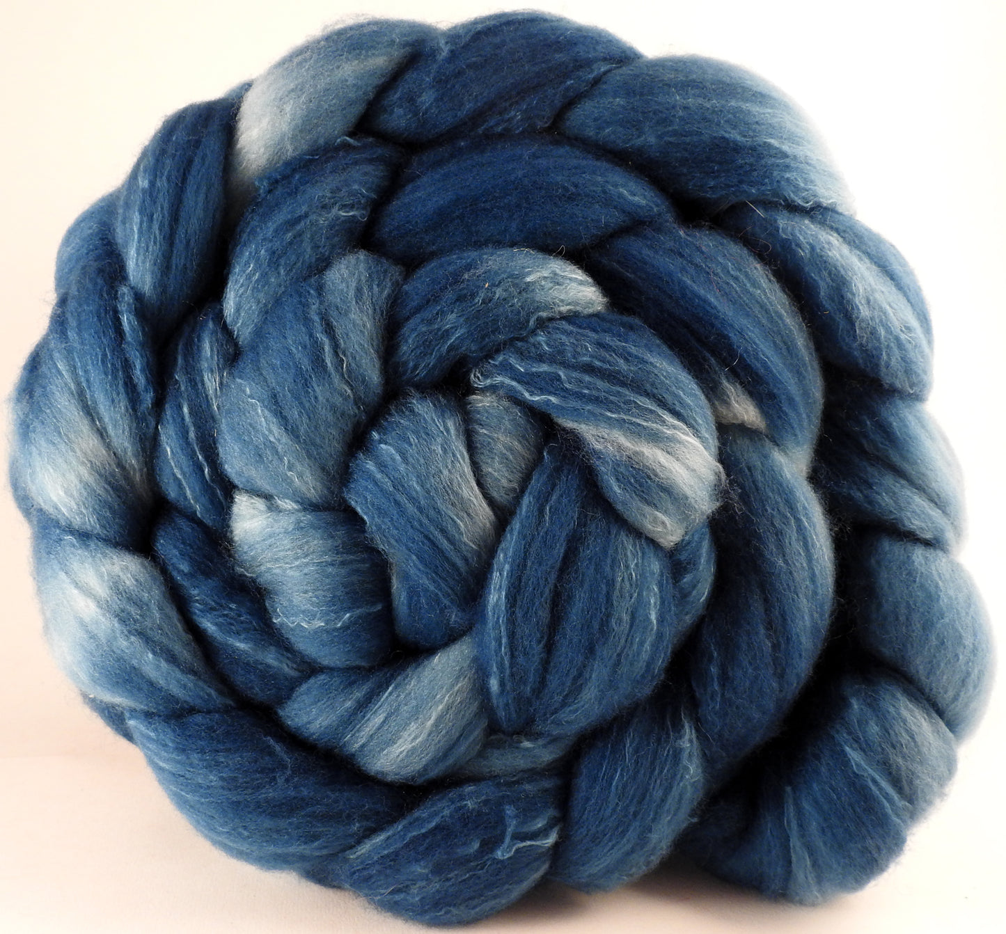 Hand dyed top for spinning - Indigo - Organic Polwarth / Tussah silk (80/20) - Inglenook Fibers