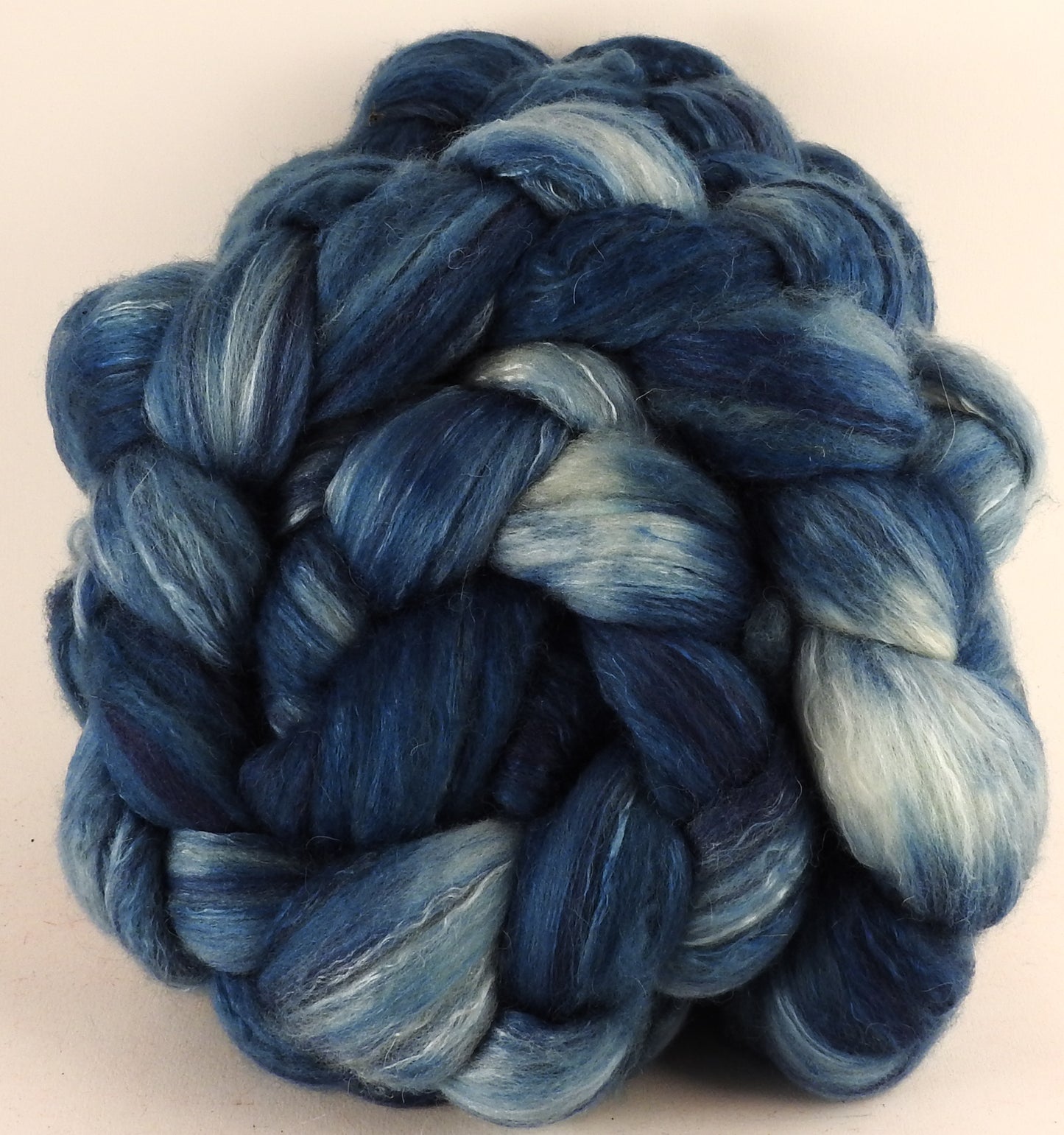 Batt in a Braid #5 - Indigo -(5.1 oz.) Merino/ Camel/ silk/ faux cashmere/ firestar (25/25/25/12/12) - Inglenook Fibers