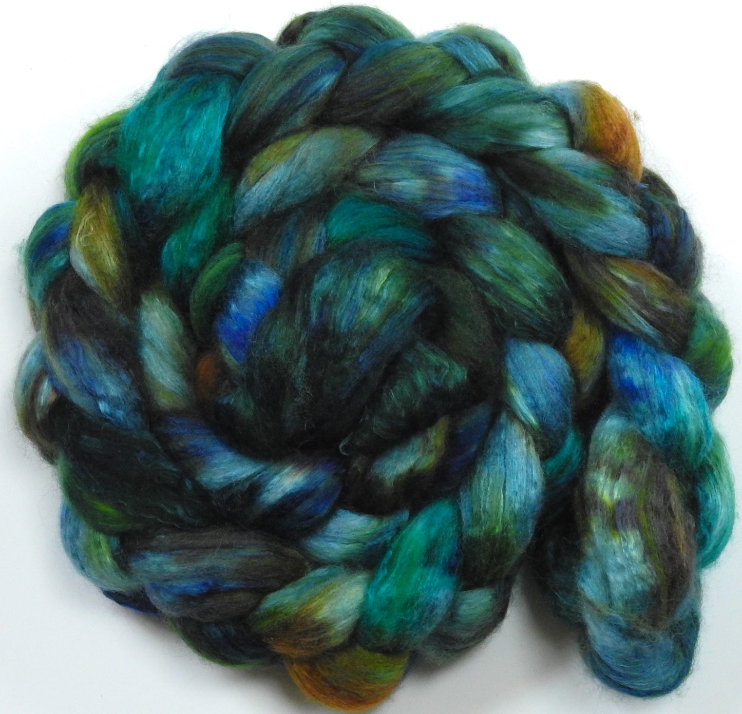 Estuary (4.1 oz)- Batt in a Braid #54- Bleached YAK/Polwarth / Mulberry Silk (40/40/20)
