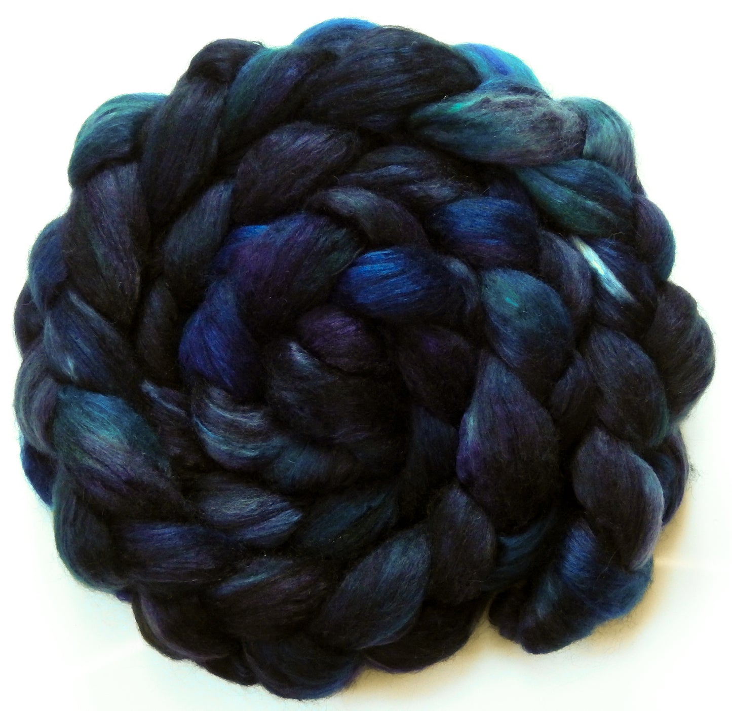 Raven - Batt in a Braid #54- Bleached YAK/Polwarth / Mulberry Silk (40/40/20)