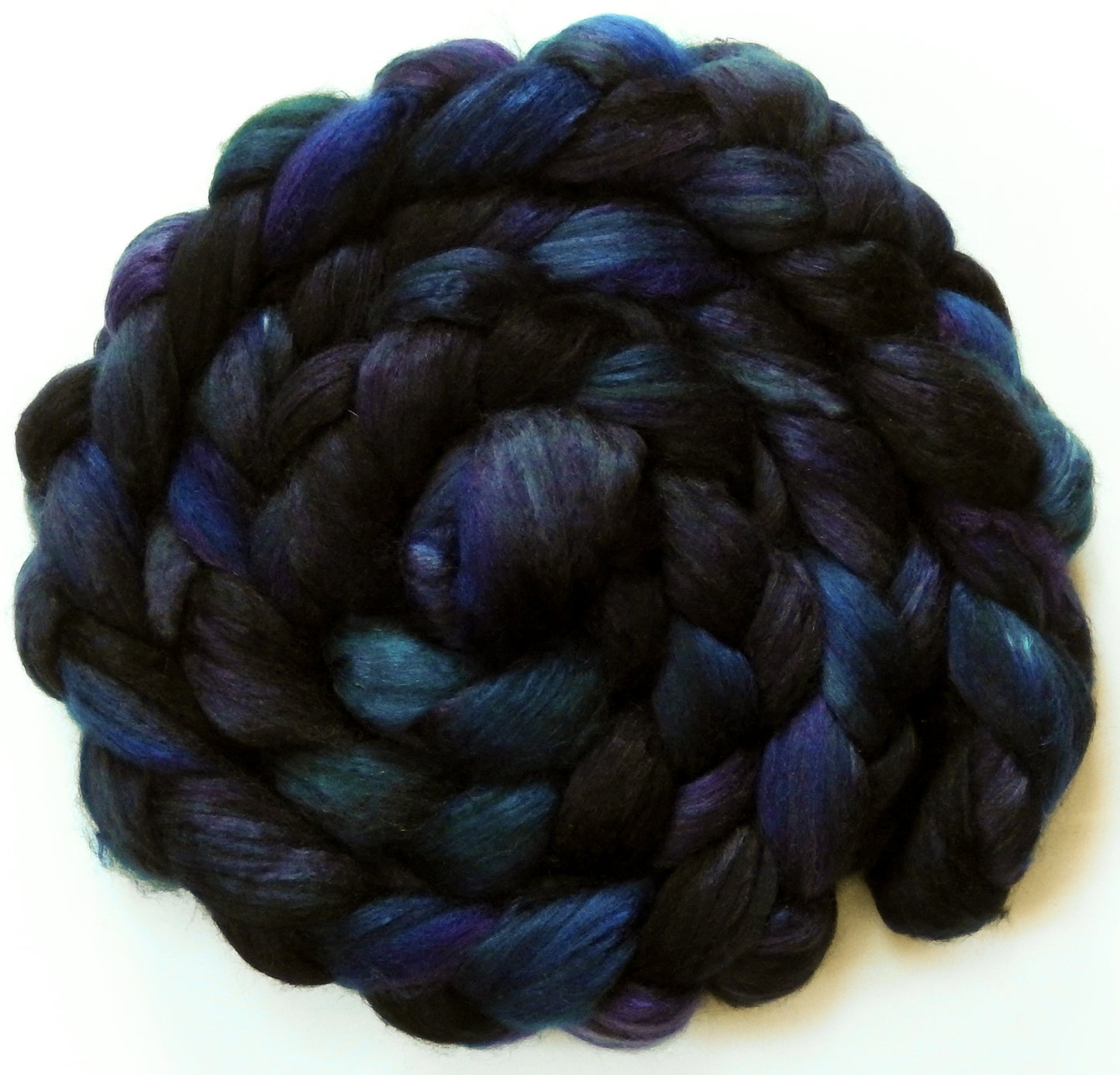 Raven - Batt in a Braid #54- Bleached YAK/Polwarth / Mulberry Silk (40/40/20)