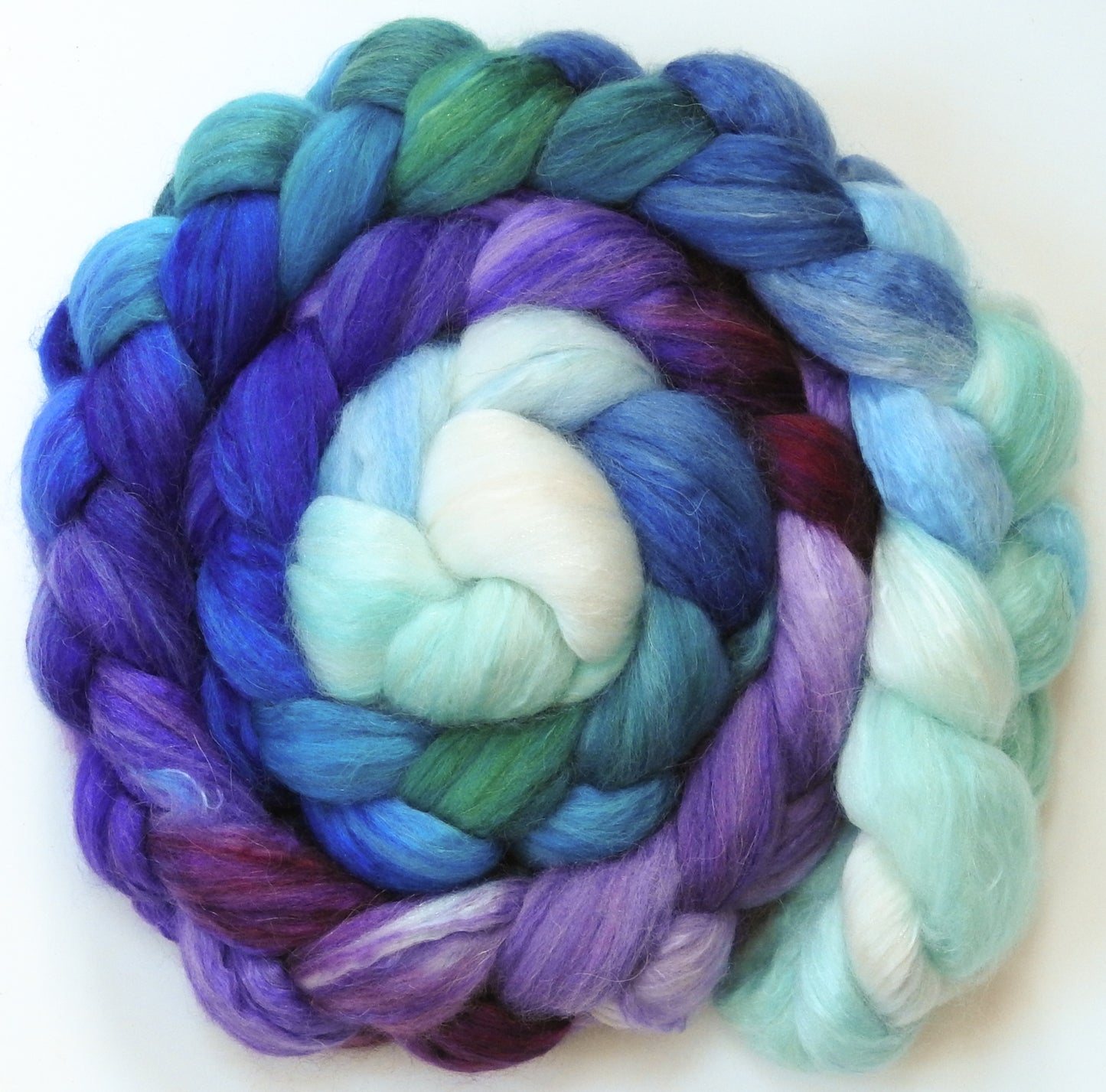 Dawn Treader (5.4 oz) - Batt in a Braid #5 - Merino/ Camel/ silk/ faux cashmere/ firestar (25/25/25/12/12)