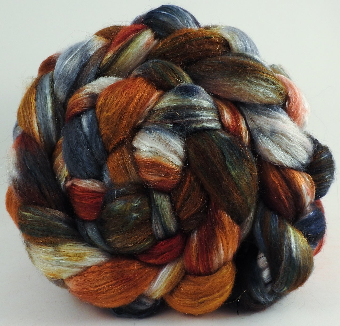 Nuts & Berries - Batt in a Braid #7 - Polwarth/ Manx / Mulberry silk/ Firestar (30/30/30/10)