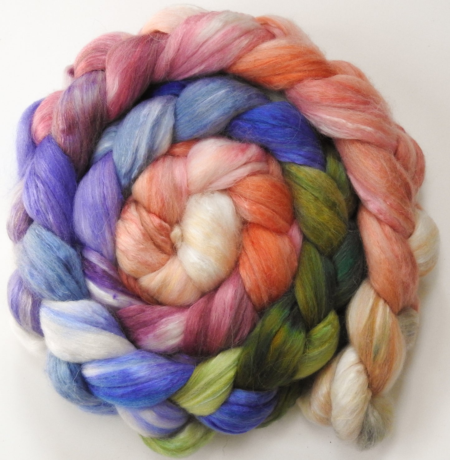 Cair Paravel (5.5 oz) - Batt in a Braid #5 - Merino/ Camel/ silk/ faux cashmere/ firestar (25/25/25/12/12)