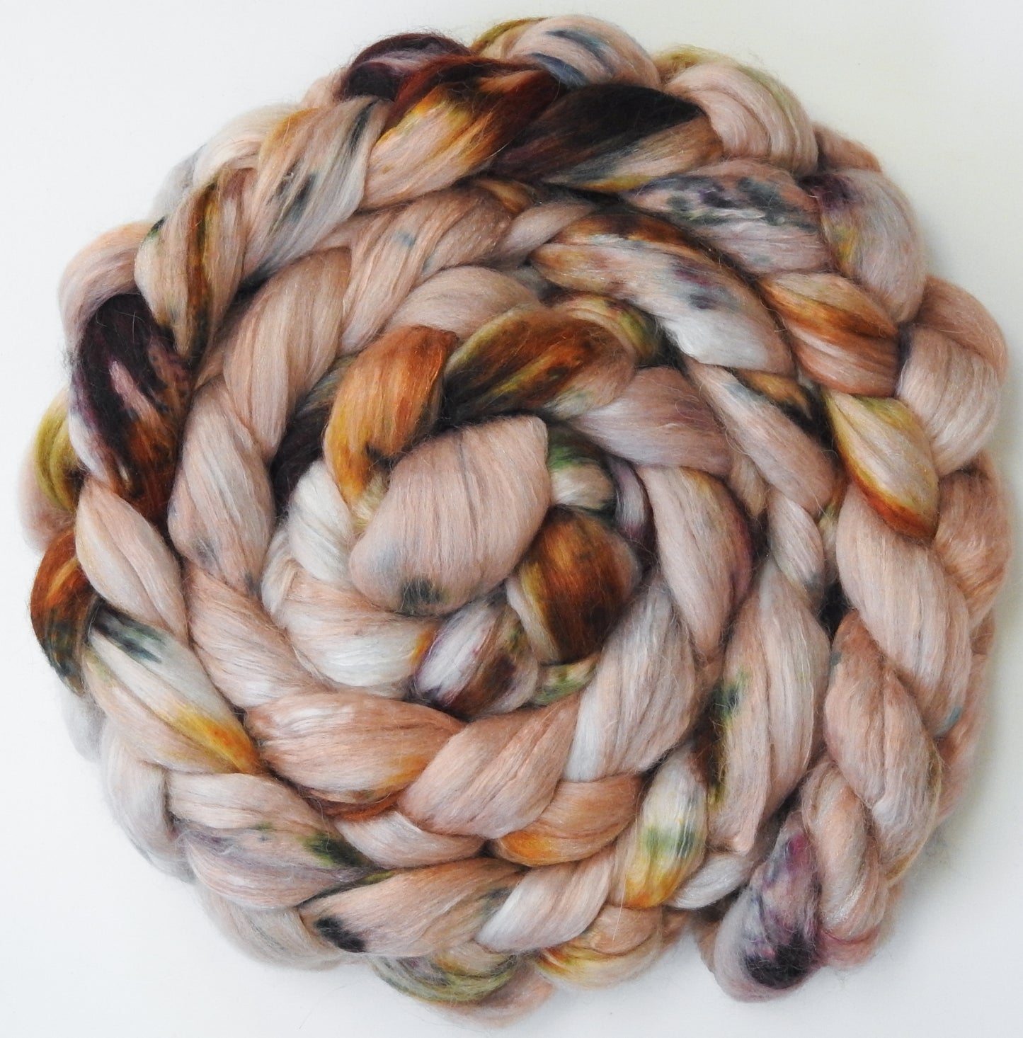 Biscotti (5.4 oz) - Batt in a Braid #5 - Merino/ Camel/ silk/ faux cashmere/ firestar (25/25/25/12/12)
