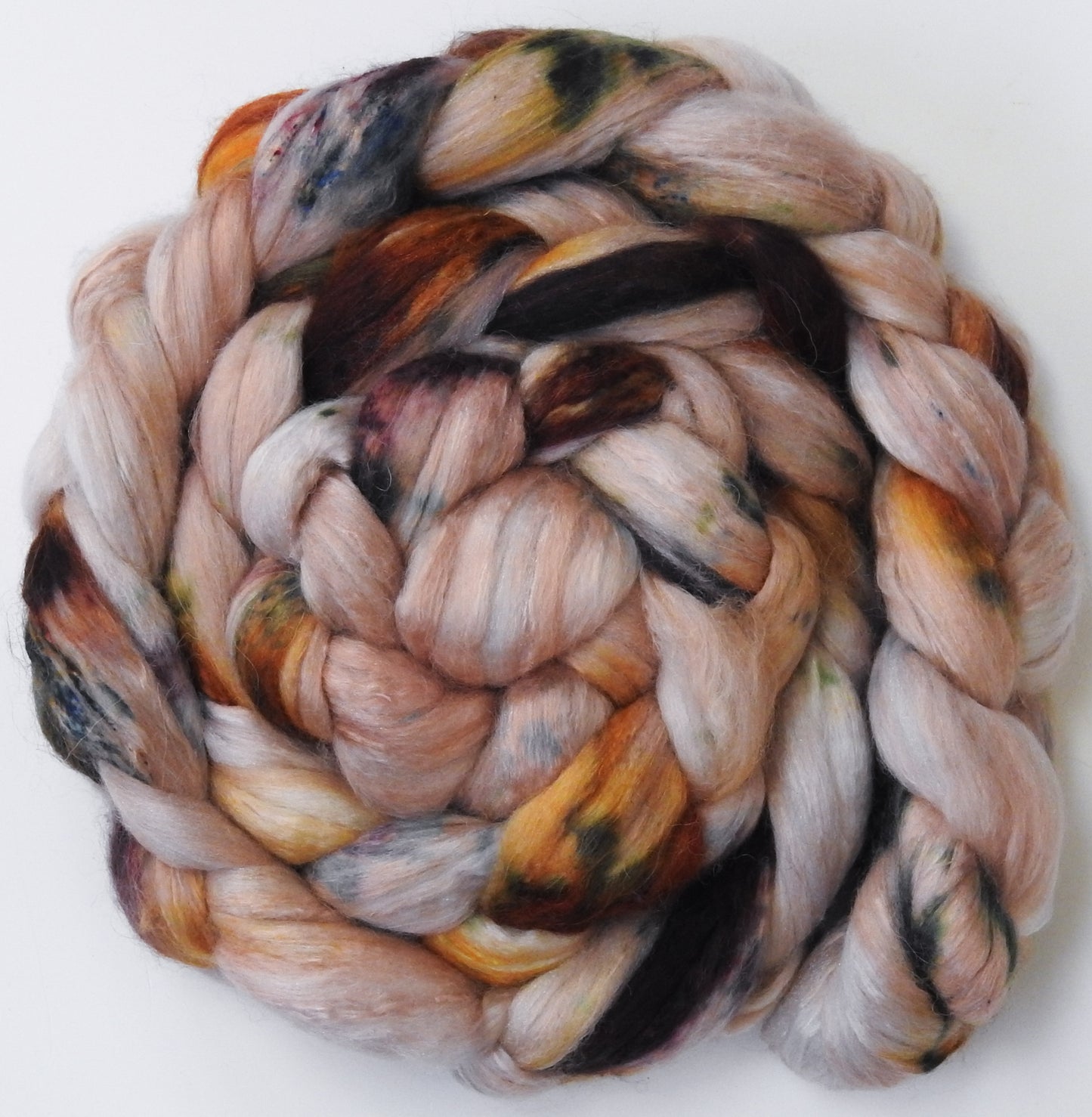 Biscotti (5.4 oz) - Batt in a Braid #5 - Merino/ Camel/ silk/ faux cashmere/ firestar (25/25/25/12/12)