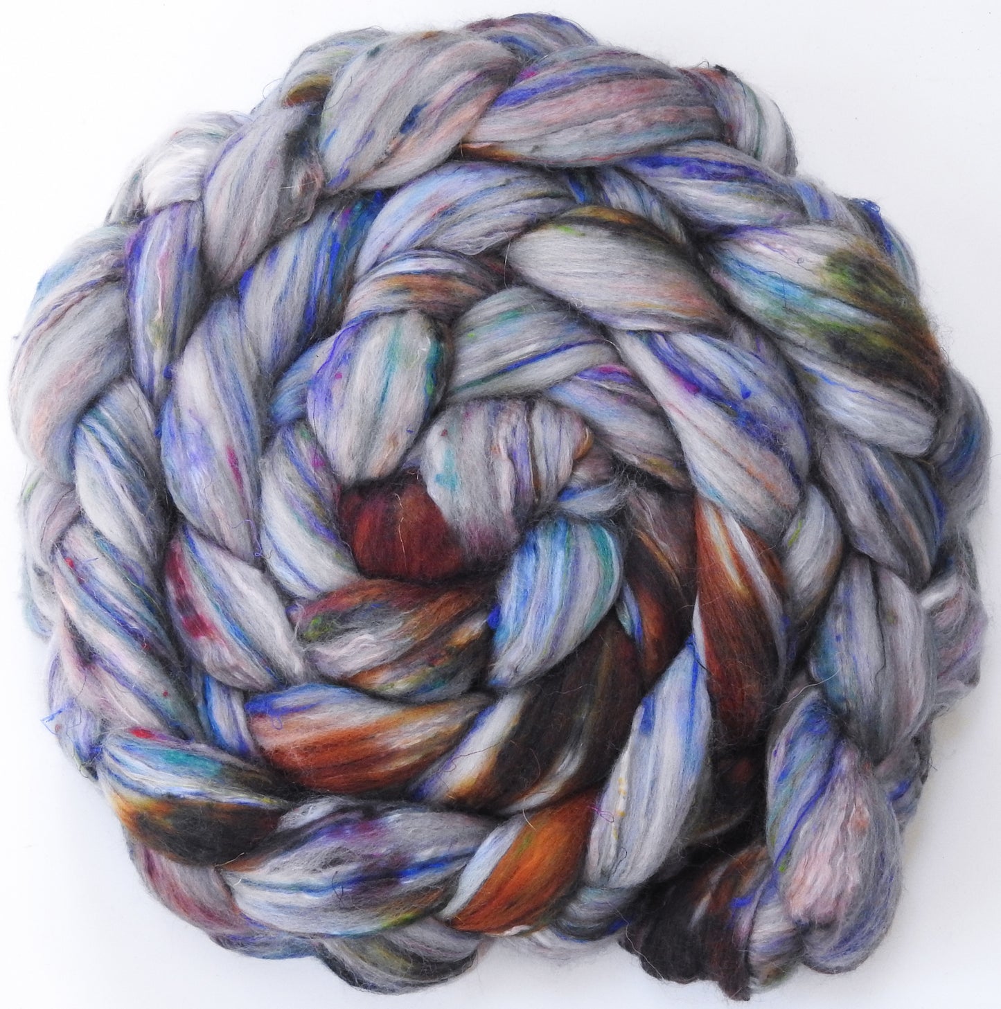 Biscotti (5.6 oz) - Batt in a Braid #39ish - Falkland Merino/ Mulberry Silk / Sari Silk (60/25/15)