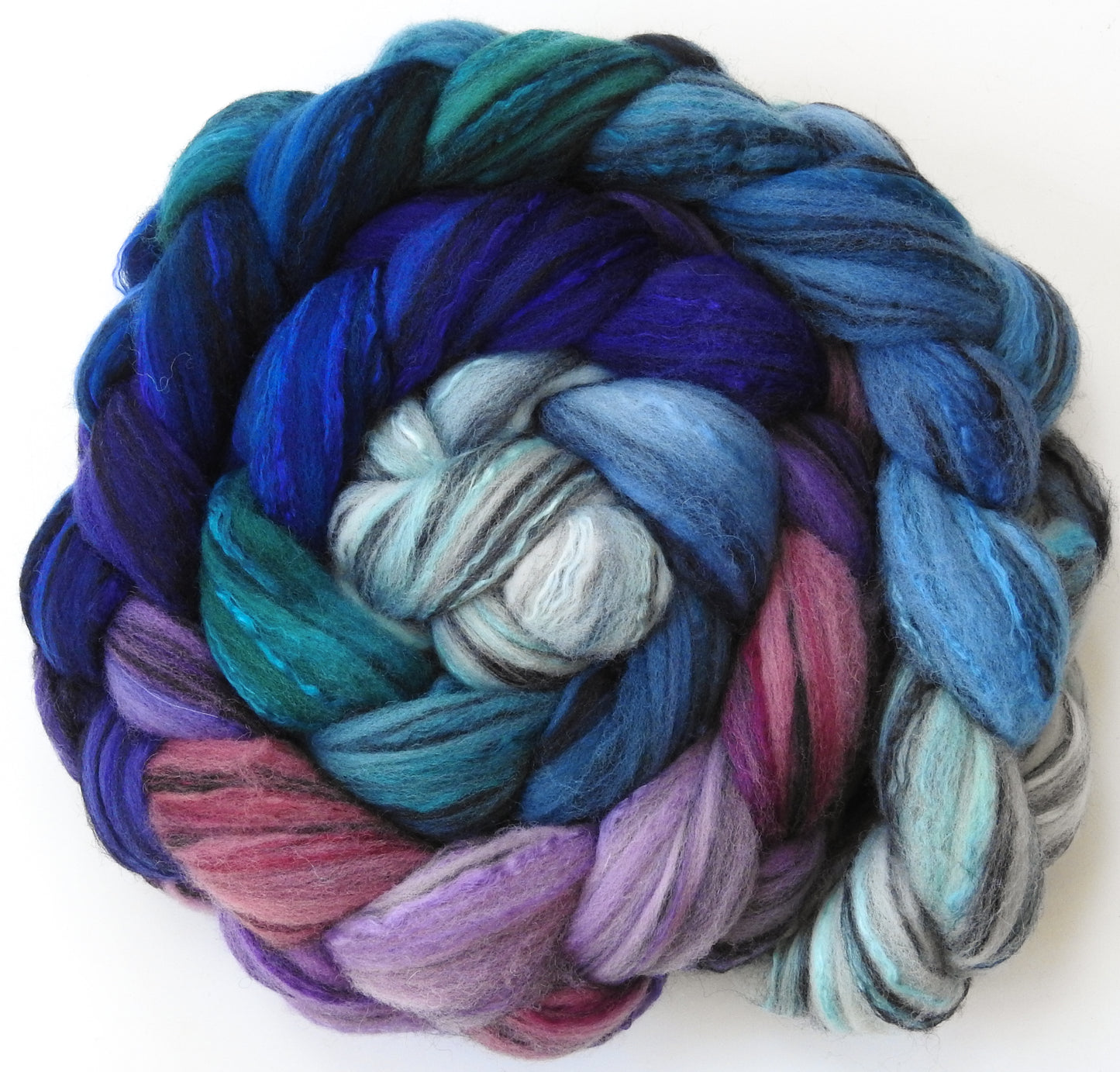 Dawn Treader - Batt in a Braid #30- Charollais/ Rambouillet / Black tussah /Mulberry silk (40/40/10/10)