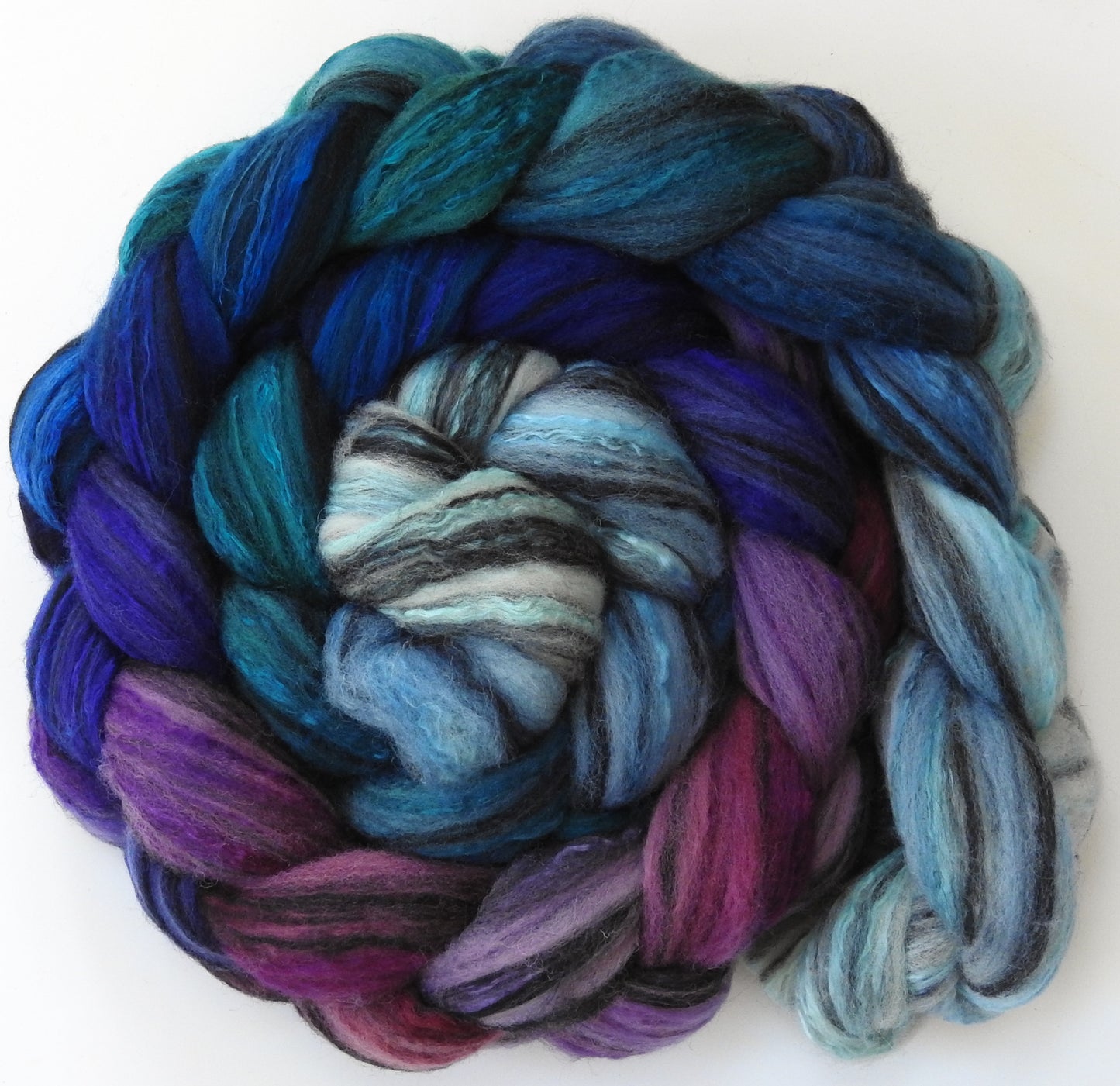 Dawn Treader - Batt in a Braid #30- Charollais/ Rambouillet / Black tussah /Mulberry silk (40/40/10/10)