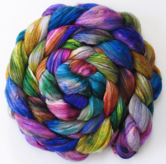 Sidewalk Chalk- Batt in a Braid #7- (5.5 oz) - Polwarth/ Manx / Mulberry silk/ Firestar (30/30/30/10)