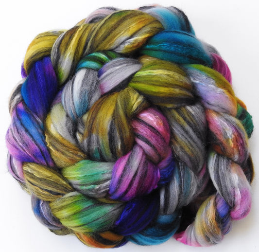 Sidewalk Chalk- 5.5 oz - Batt in a Braid #30- Charollais/ Rambouillet / Black tussah /Mulberry silk (40/40/10/10)