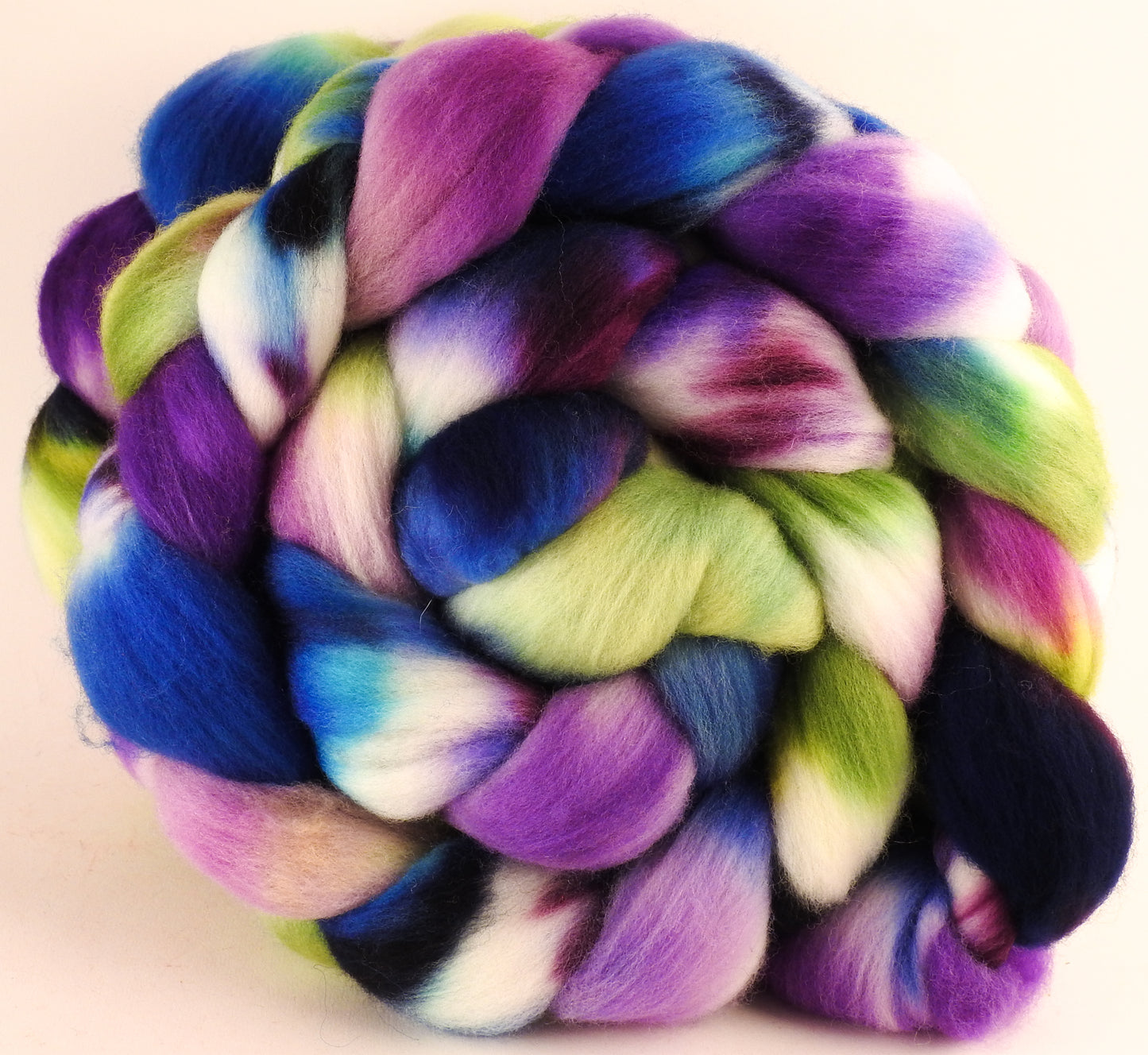 Hand dyed top for spinning -Lupines - (6 oz.) Organic polwarth - Inglenook Fibers