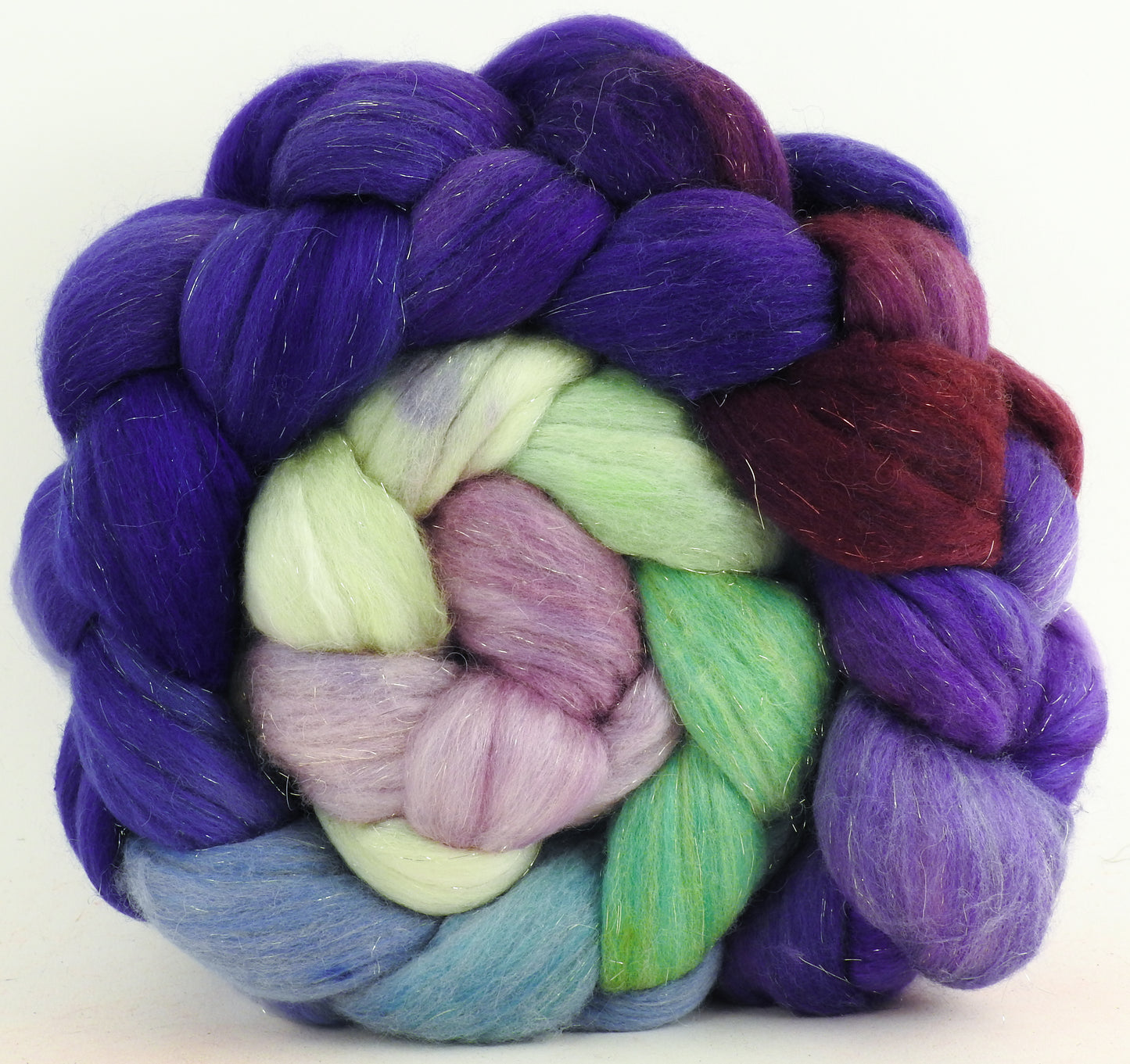 Fairy Wings (5.4 oz) - Batt in a Braid #48 -Superfine Merino/ Mulberry silk/ Camel/ Gold Stellina (55/25/15/5)