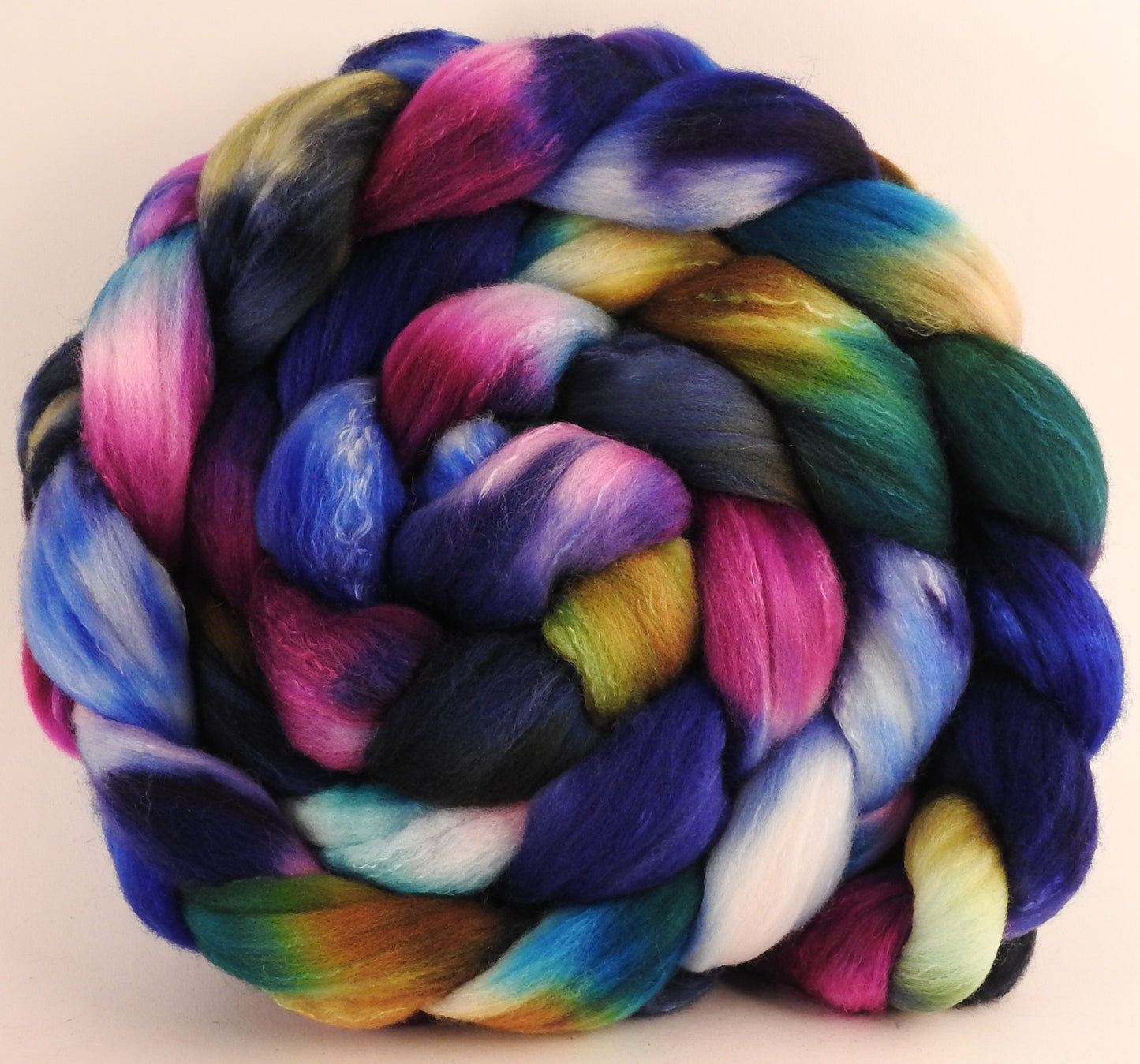 Hand dyed top for spinning -Electric Slide - (5.7 oz) Organic Polwarth / Tussah silk (80/20) - Inglenook Fibers