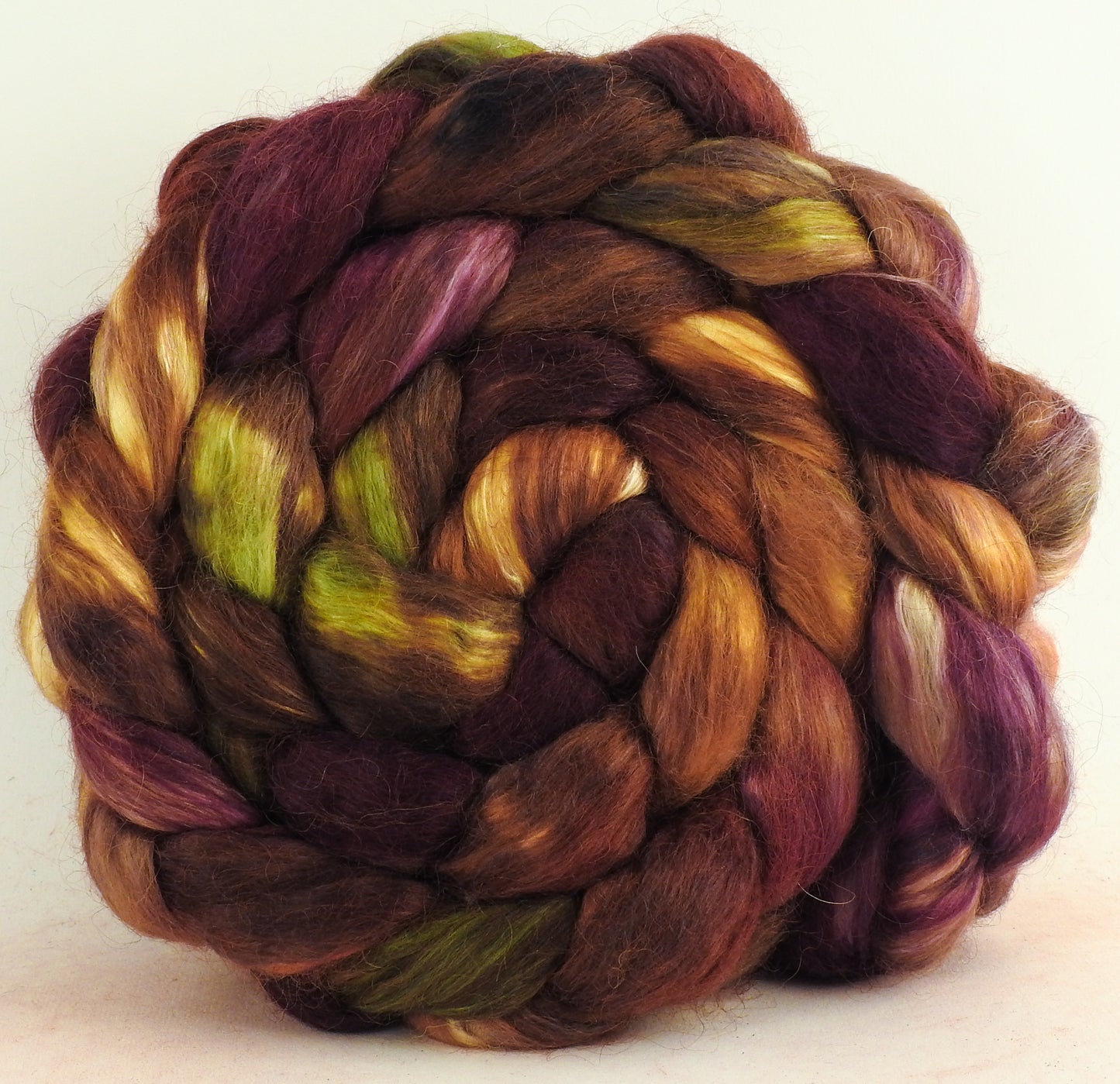 Leaf Pile - Hand-dyed wensleydale/ mulberry silk roving (65/35)