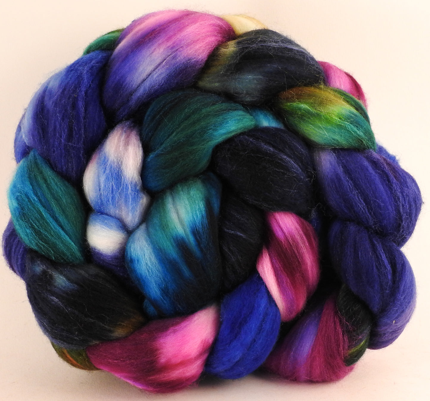 Batt in a Braid #35 - Electric Slide (5.5 oz.) - Sw Merino (18.5 mic) /Merino (18.5 mic) / Tussah Silk (40/40/20) - Inglenook Fibers