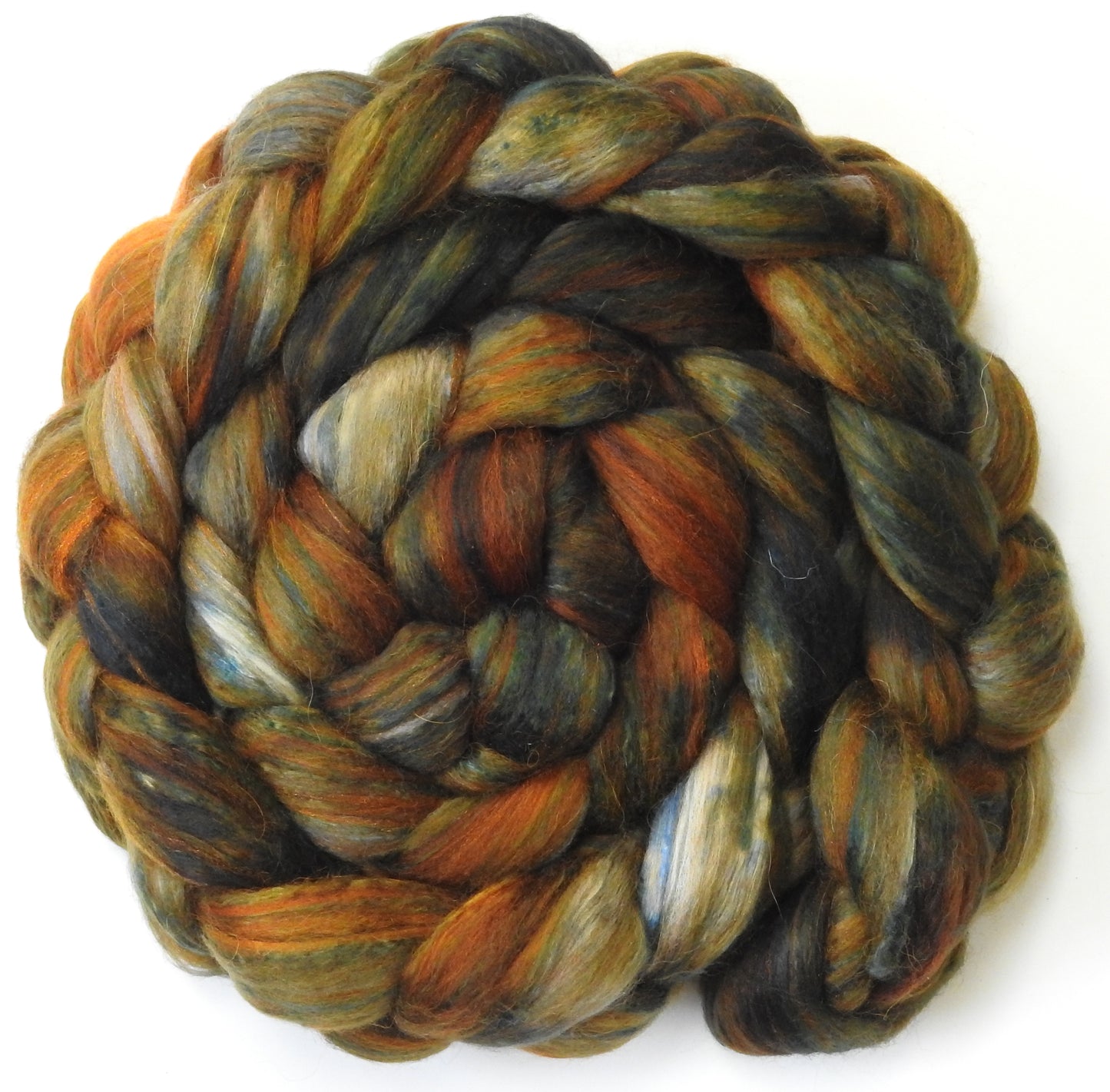 Bracken (5.4 oz) - Batt in a Braid #5 - Merino/ Camel/ silk/ faux cashmere/ firestar (25/25/25/12/12)