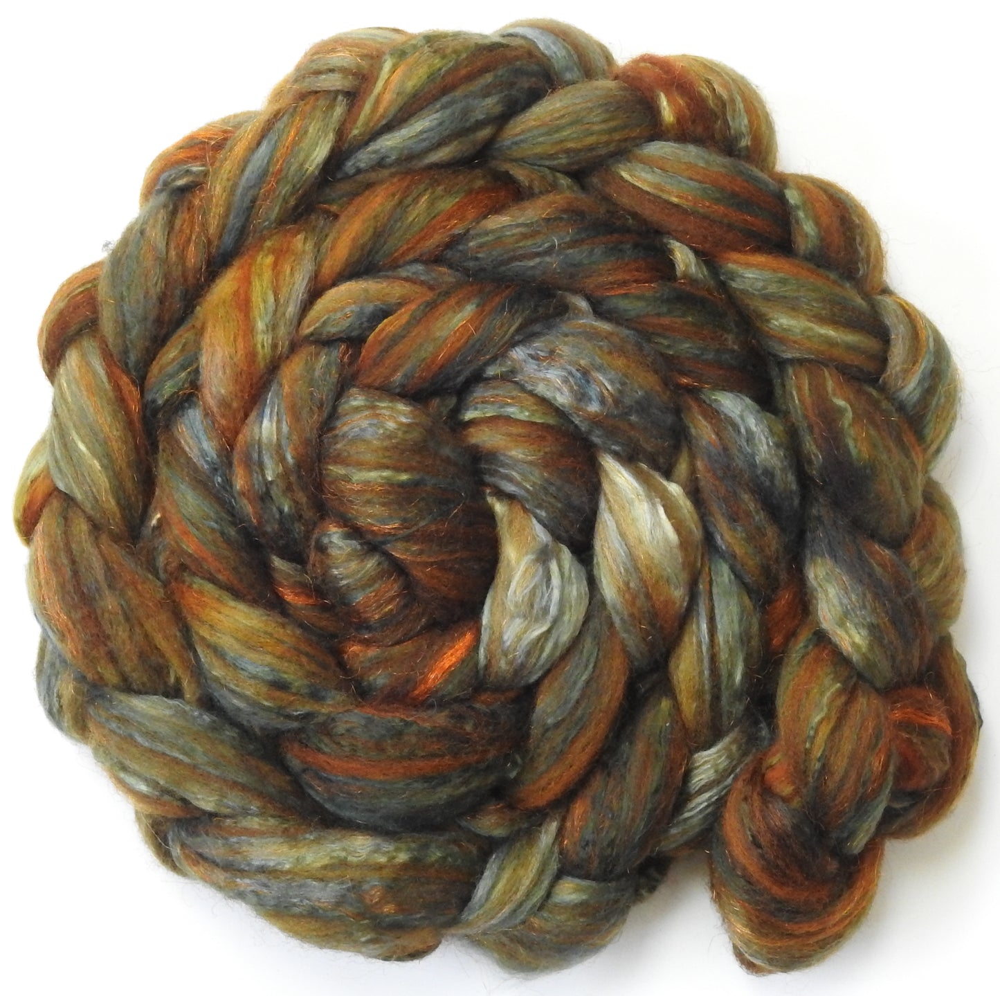 Bracken (5.5 oz) - Batt in a Braid #7 - Polwarth/ Manx / Mulberry silk/ Firestar (30/30/30/10)